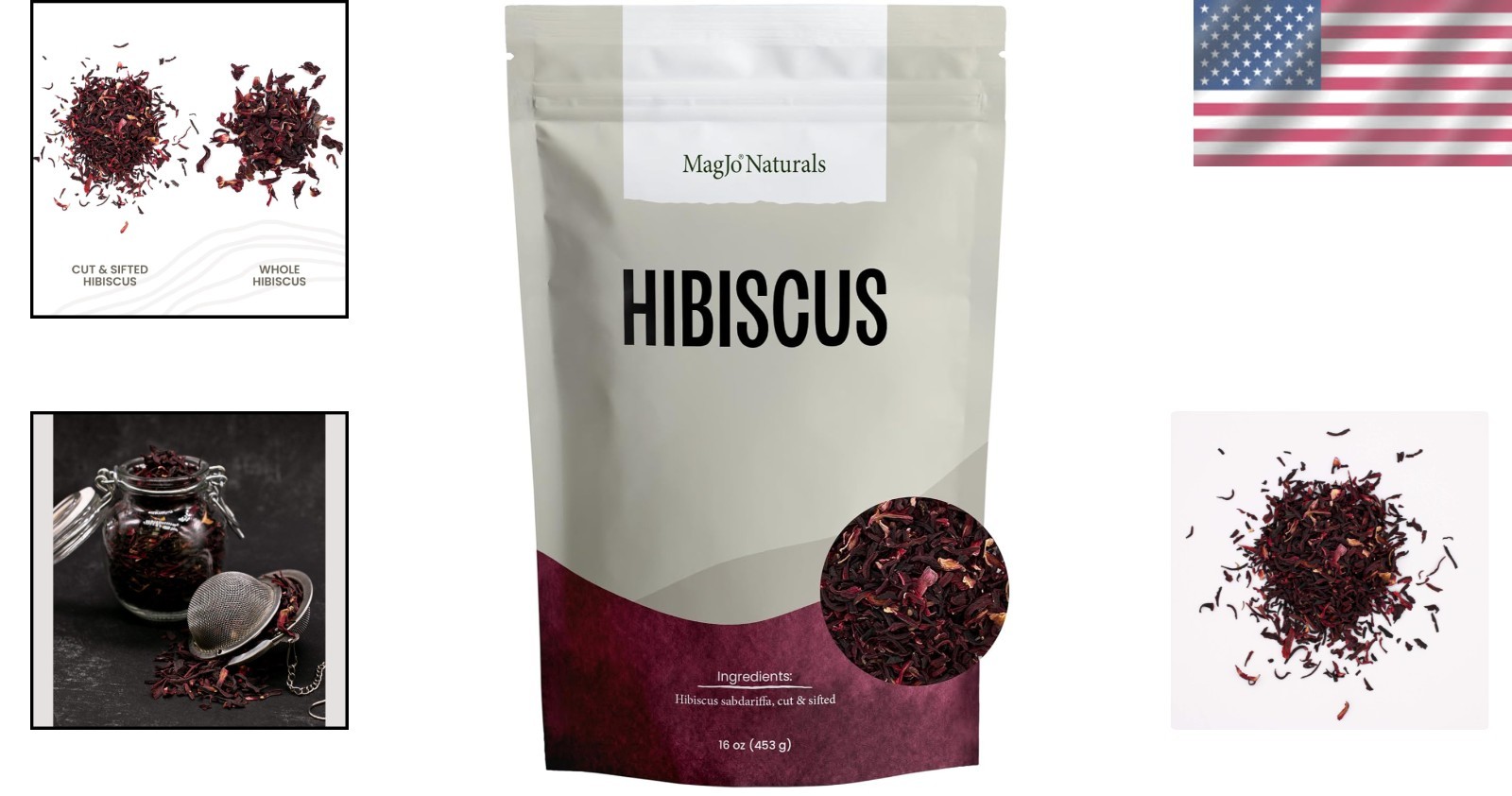 Sustainably Sourced Hibiscus Flowers – 16 oz Resealable Pouch for Freshness