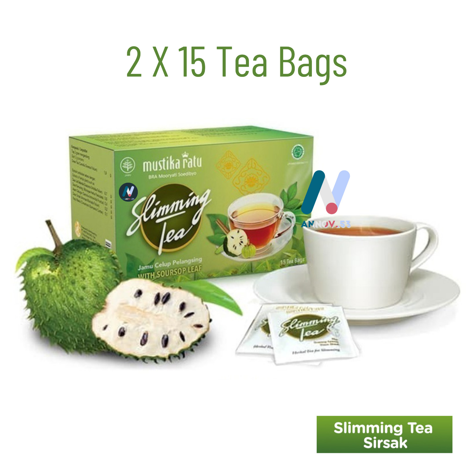 MUSTIKA RATU Herbal Slim Soursop Tea Immune Antioxidant Weight Loss Fat Burn 2X