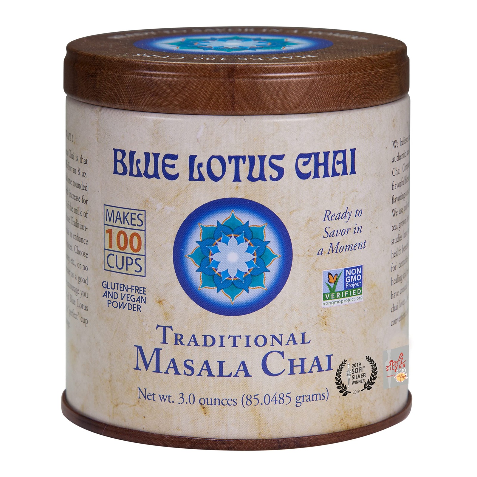 Blue Lotus Chai Tea – Traditional Masala – Makes 100 Cups – 3 3 Ounce