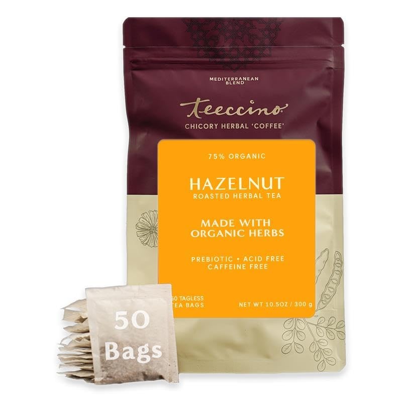 Hazelnut Roasted Tea – Caffeine , Prebiotic, 3x More Herbs – 50 Tagless Eco-F…