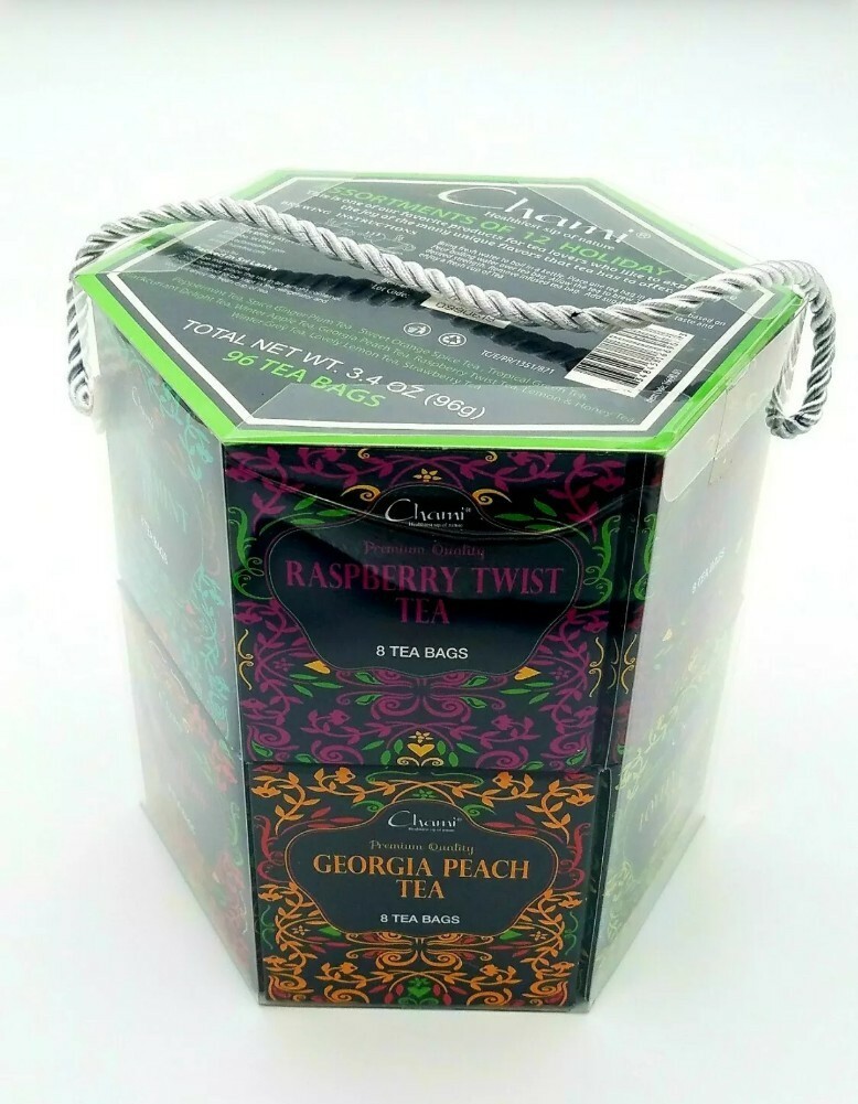 Chami 12 Flavor 96 Tea Bags Sachets Assortment of Winter Holiday Tea Gift Set
