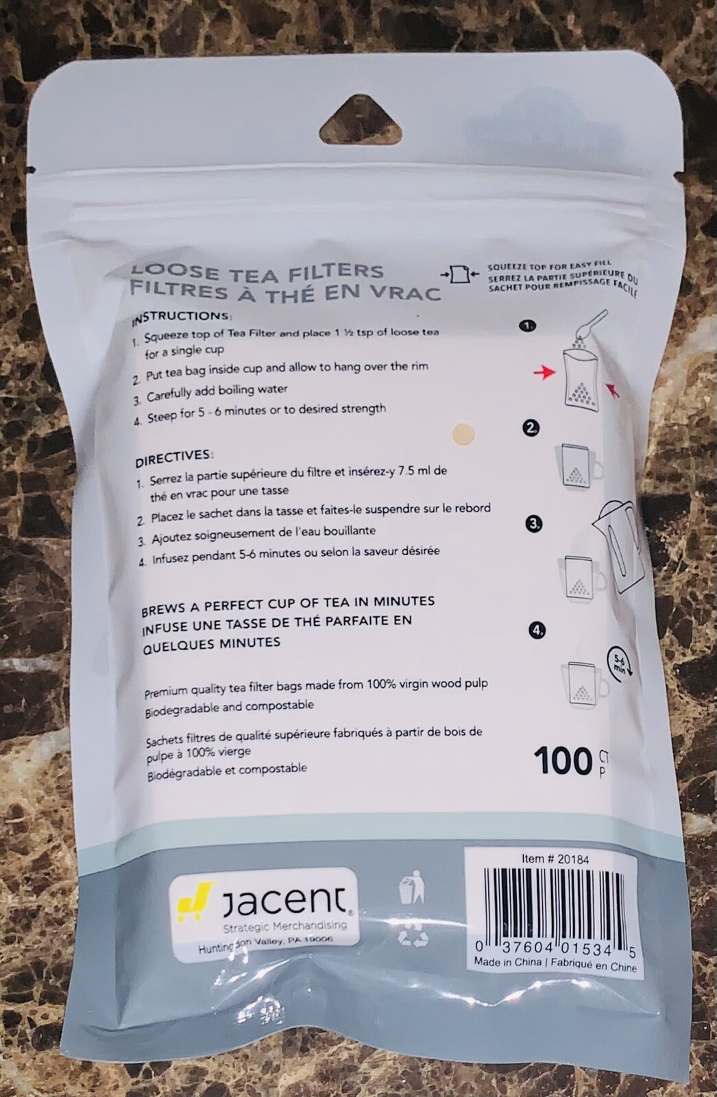 Fill n Brew Loose Tea Filters Unbleached Chlorine Free 100 Pack Small 1 Cup NEW