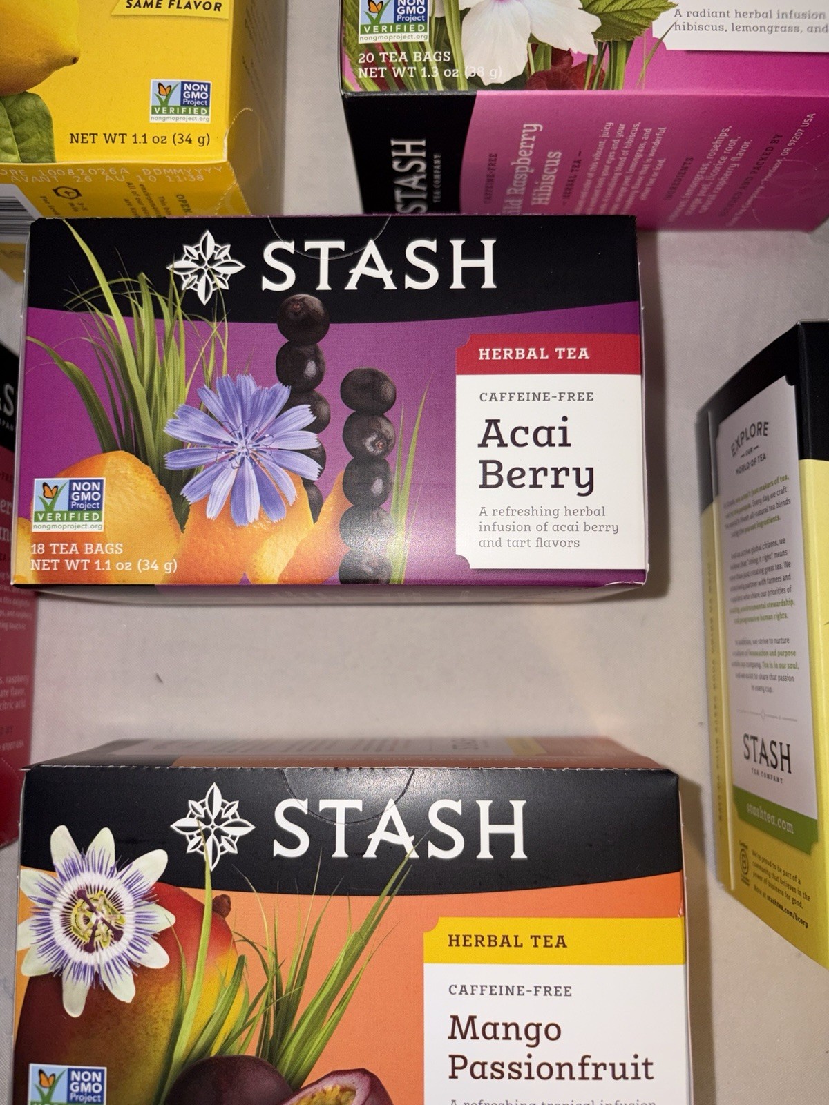 Stash Tea Bags Fruity Herbal Tea Assortment Lot Of 6 Boxes 116 Total Bags 08/26