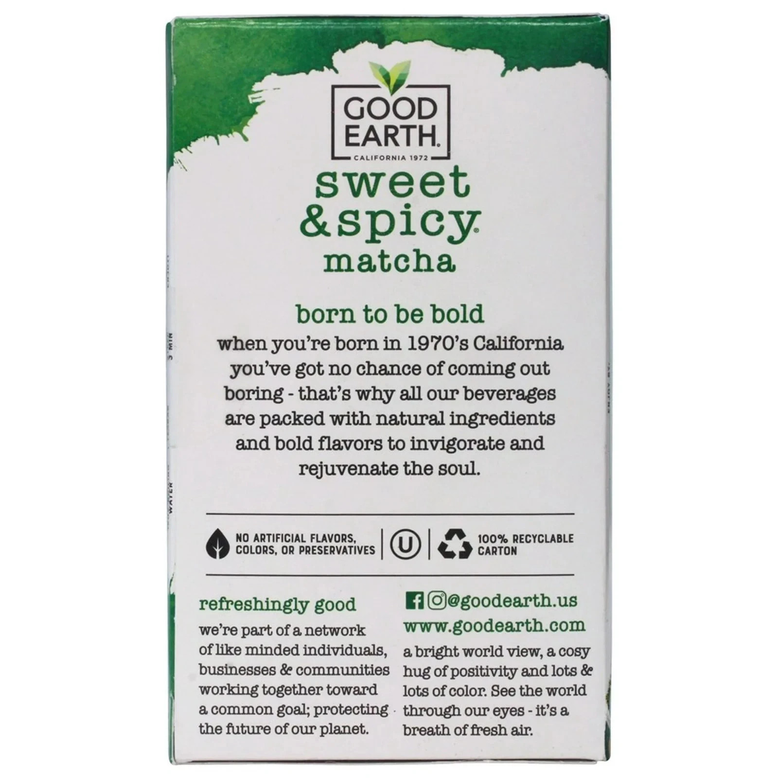 Sweet & Spicy Flavored Green Tea Matcha 18 Packets Each (Pack of 6)