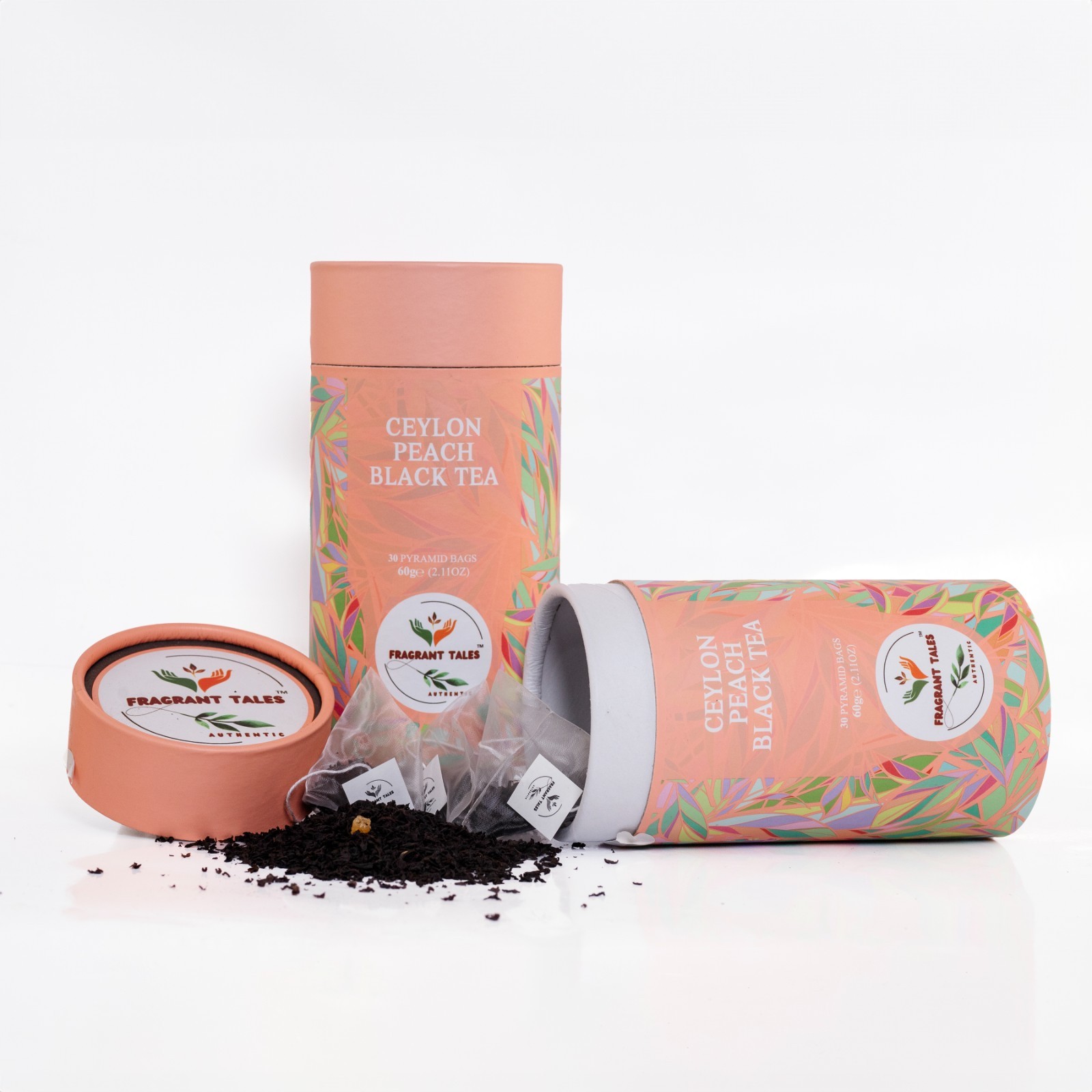 Premium Ceylon Black Tea (European blend|) Subtle Peach Infusion | 30 Tea Bags