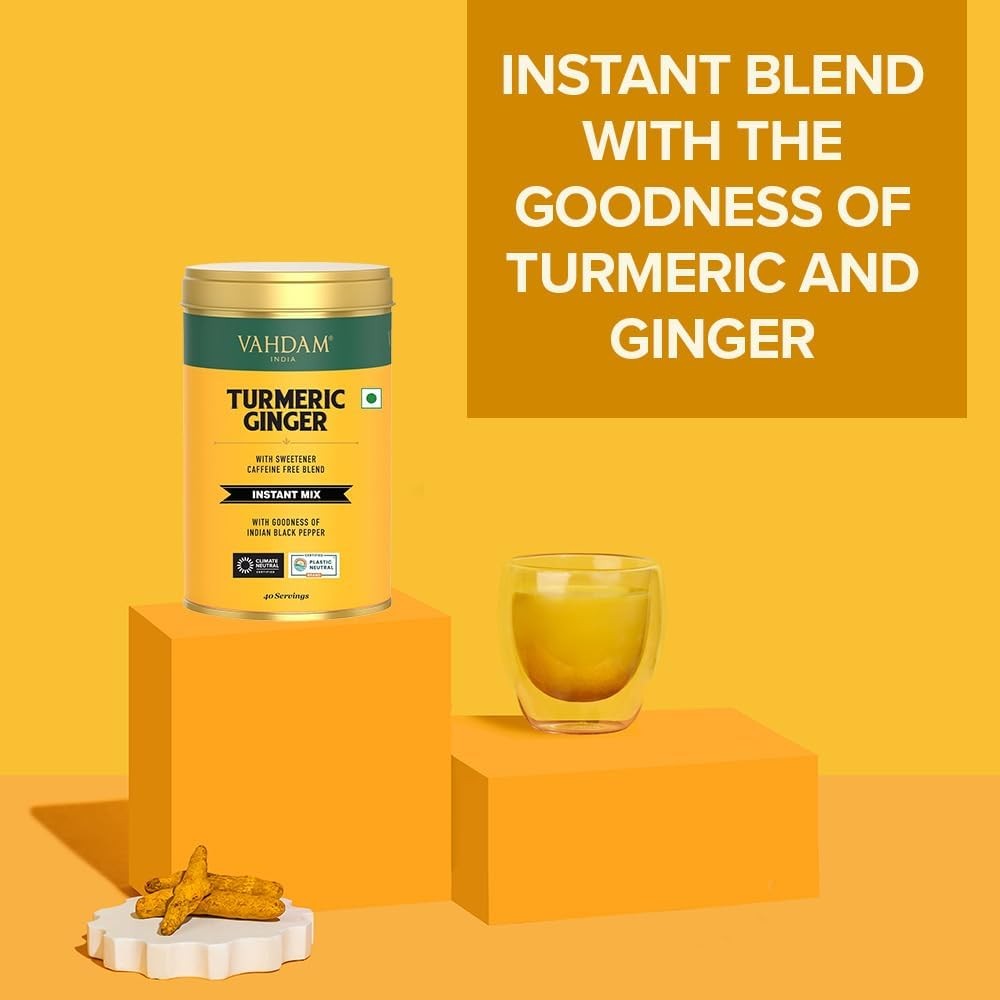 , Golden Milk Powder/Turmeric Ginger Latte Mix (100g, 40 Cups) Caffeine-Free …