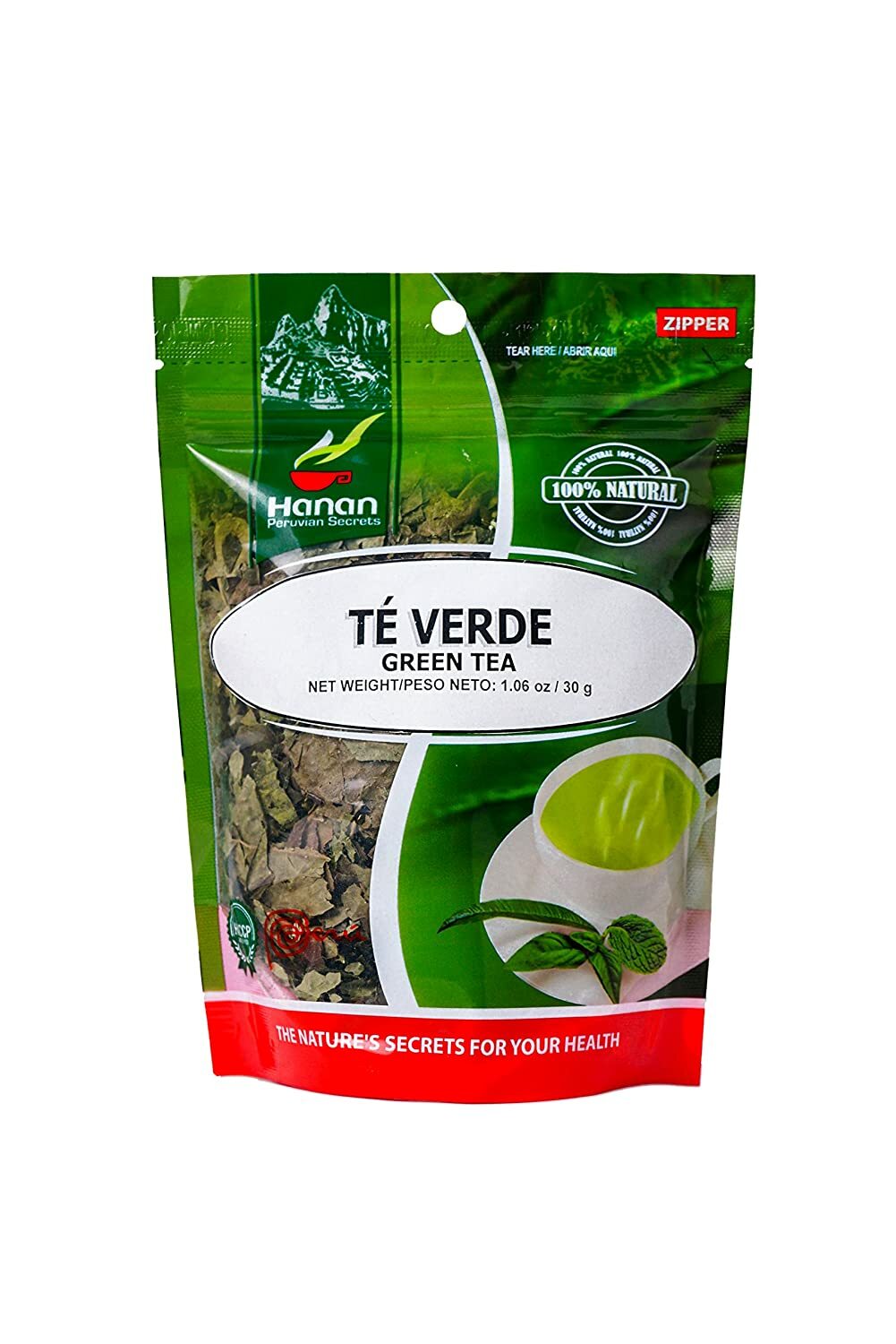 Hanan Peruvian Secrets Te Verde| 100% Natural Green Tea | 1.06oz / 30g |Aids in