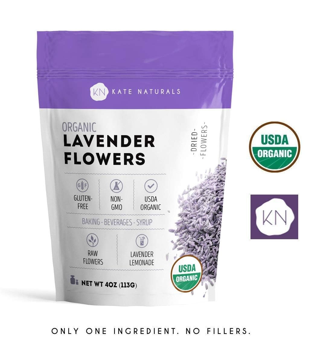 Kate Naturals Dried Lavender Flowers for Tea, 4 Ounce (Pack of 1), Purple