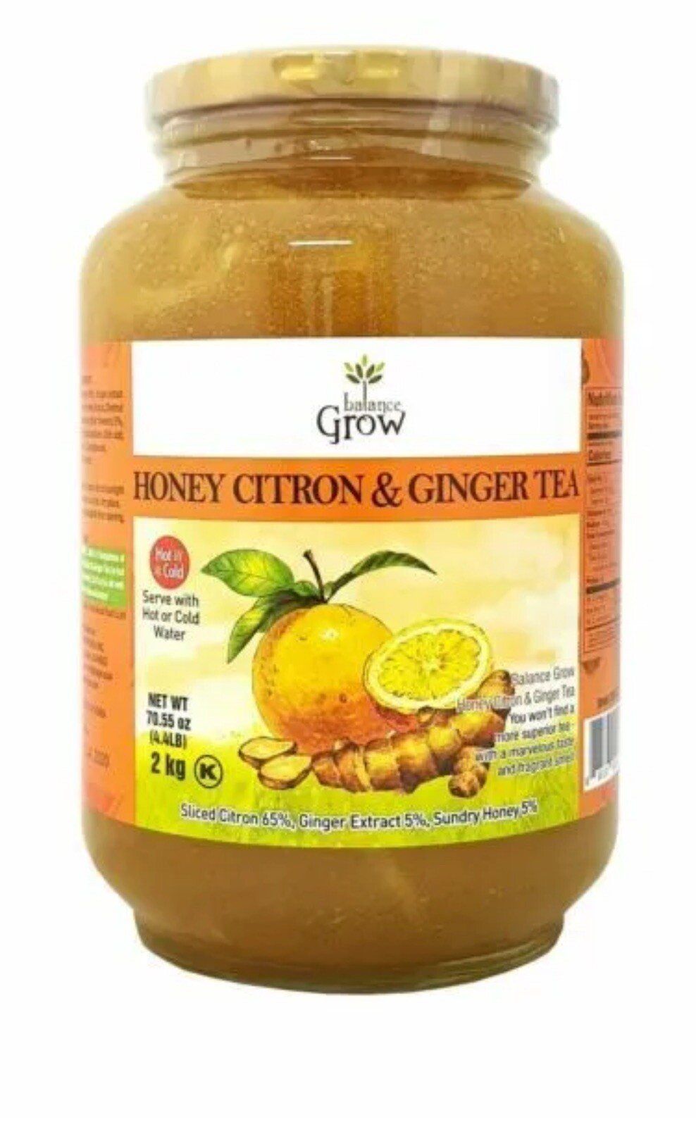 Balance Grow Honey Citron and Ginger Tea 70.55oz (4.4 lbs/2KG) pack of 1