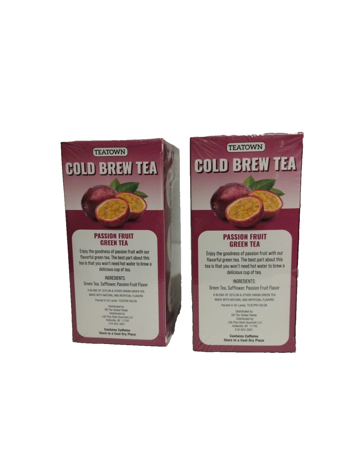 2 COLD BREW ICED TEA PASSION FRUIT GREEN TEATOWN 25 Bags