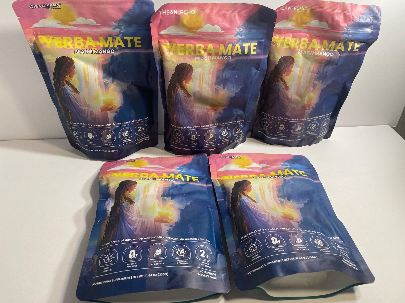 Yerba Mate Peach Mango Instant Powder Tea 150 Servings Lot of 5 Ex. May 2027