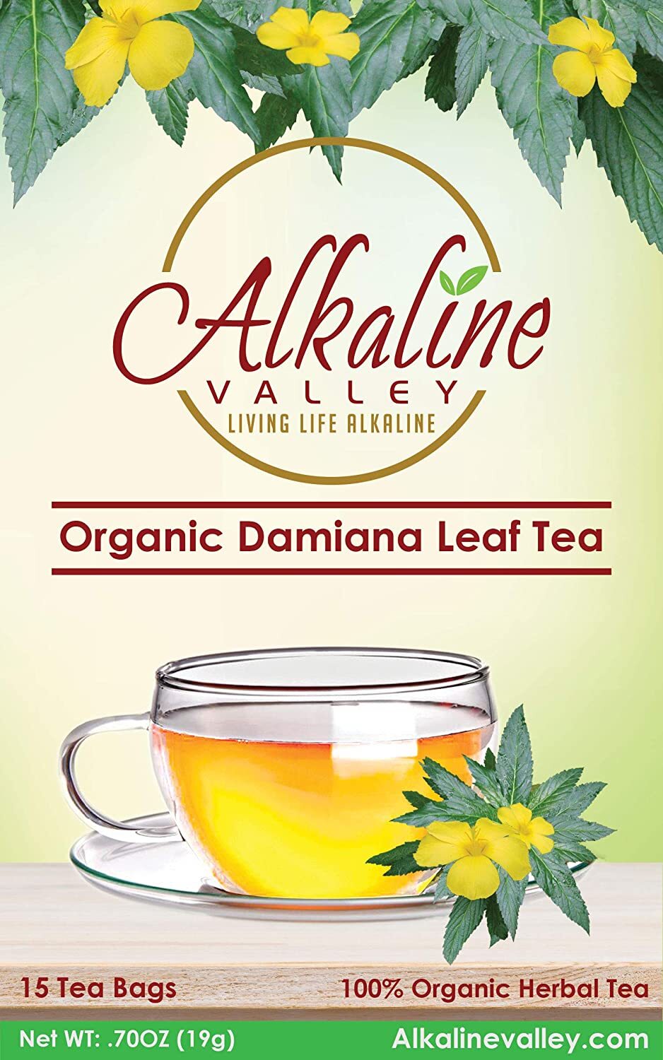 Organic Damiana Tea – 100% Alkaline – 15 Unbleached/Chemical-Free Tea Bags