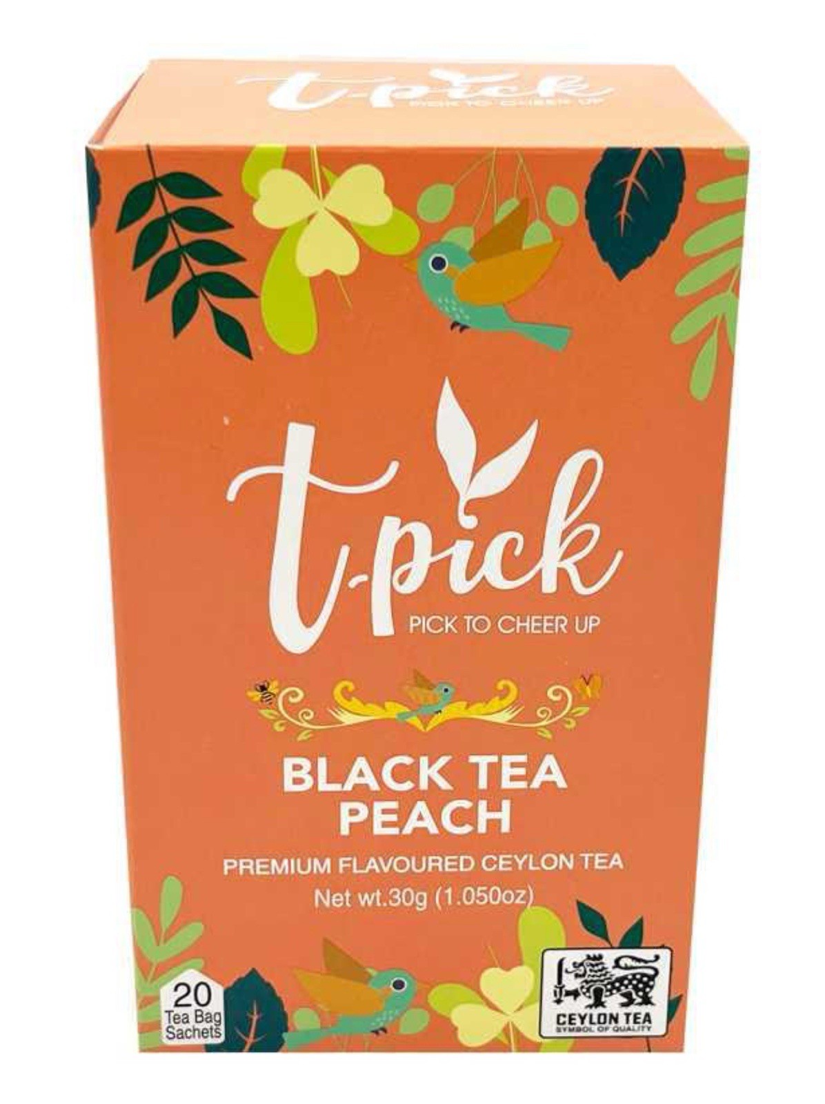 2PK * T-Pick Black Tea Peach 🍑 Premium Ceylon Tea / 20 Sachets