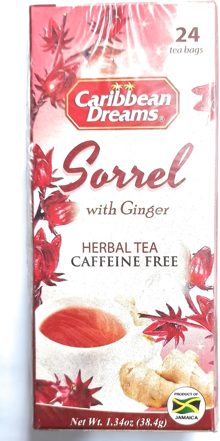 Sorrel & Ginger Tea, 24 Tea Bags, All Natural, Caffeine Free, Herbal Tea, White,