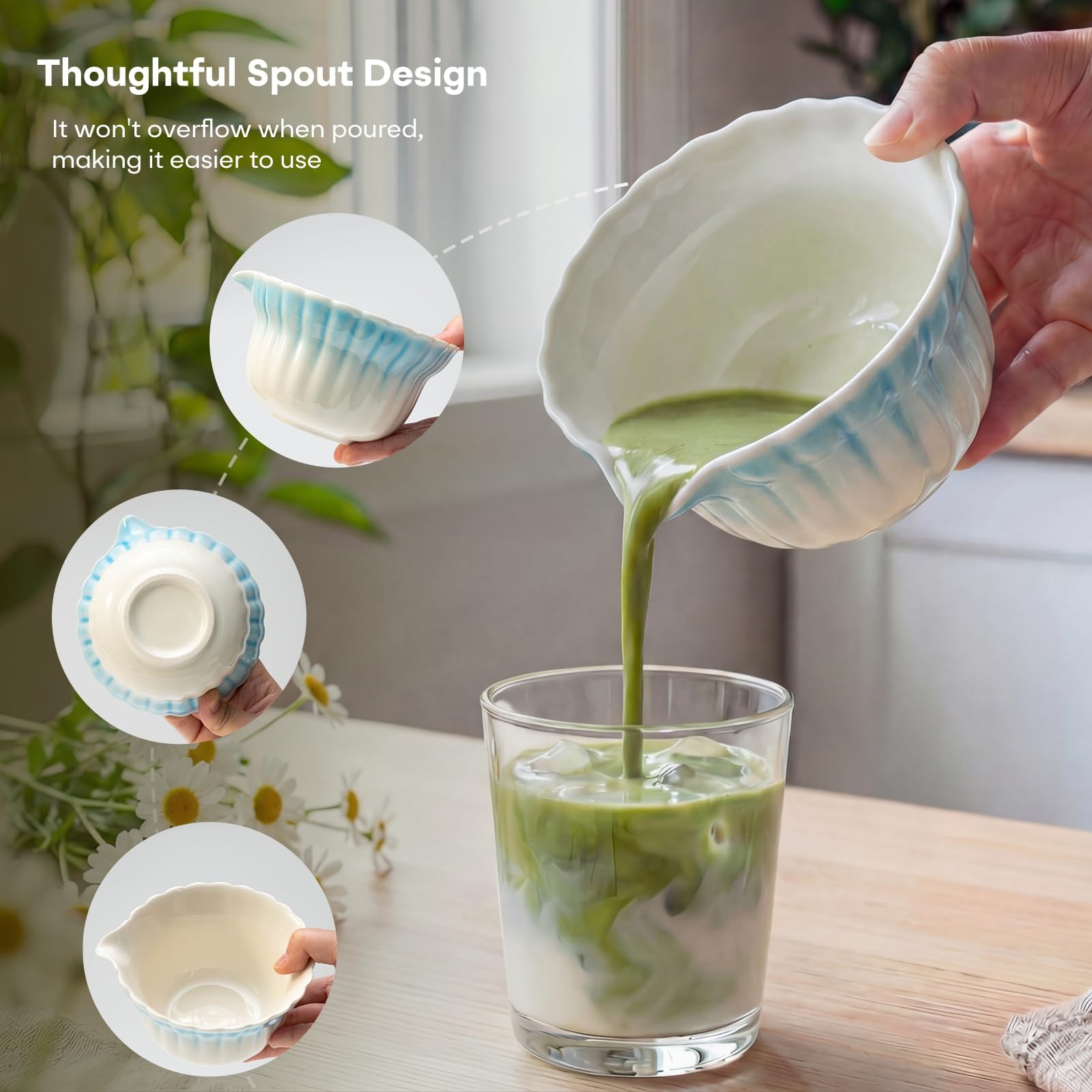 Matcha Set, 5Pcs Ceramic Matcha Set including Daisy Matcha Bowl and Mushroom …