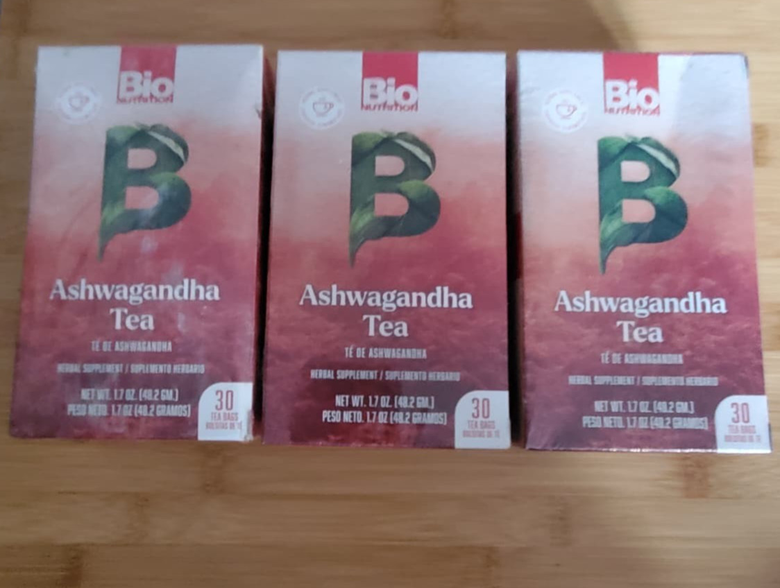 Bio Nutrition Ashwagandha Tea 30 Bags x3 Caffeine Free Exp 11/2026