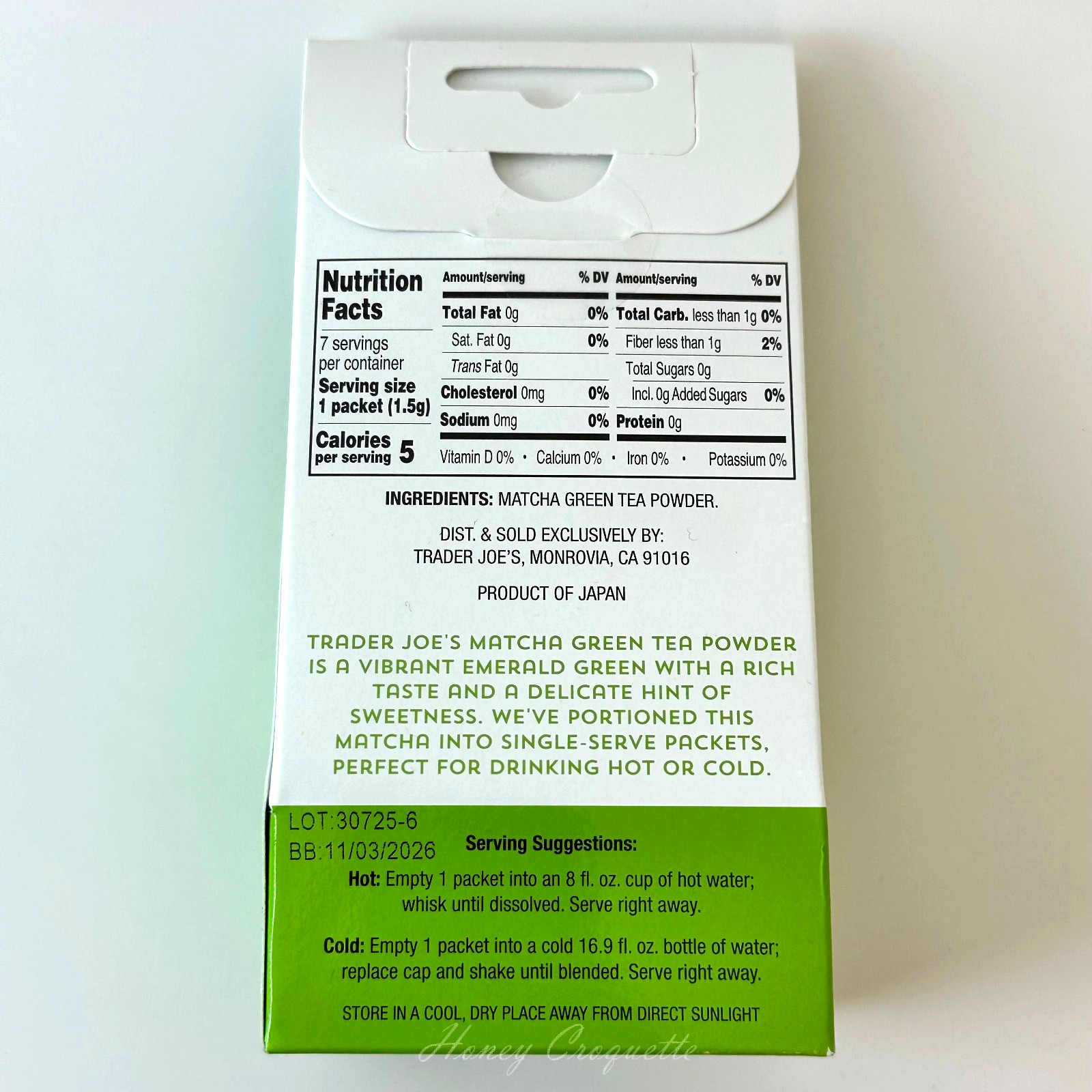 4 Packs Trader Joe’s Matcha Green Tea Powder 7 Single Bags 0.37 oz Each X 4