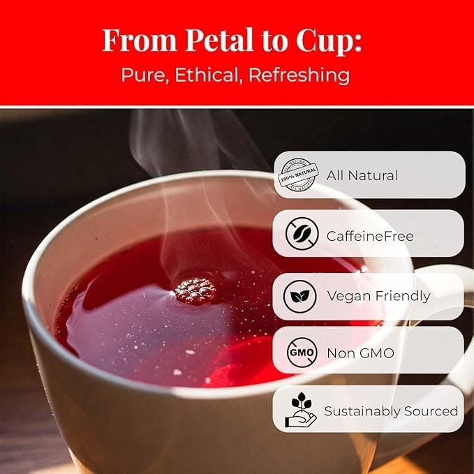 50 Hibiscus Tea Bags, Hibiscus Flower Tea Te De Hibisco, Herbal Tea, Sugar Free