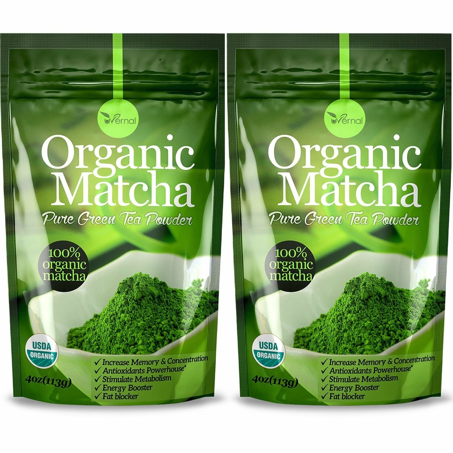 2-Pack Organic Matcha Green Tea Powder 4oz Culinary Grade – Perfect for Latte…