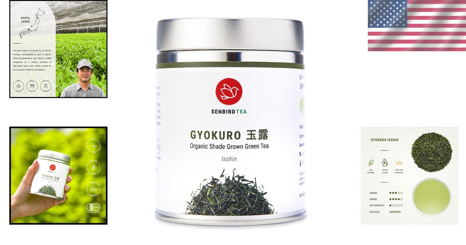 Authentic Shade Grown Gyokuro Green Tea – Premium Loose Leaf 1.76oz Airtight Tin
