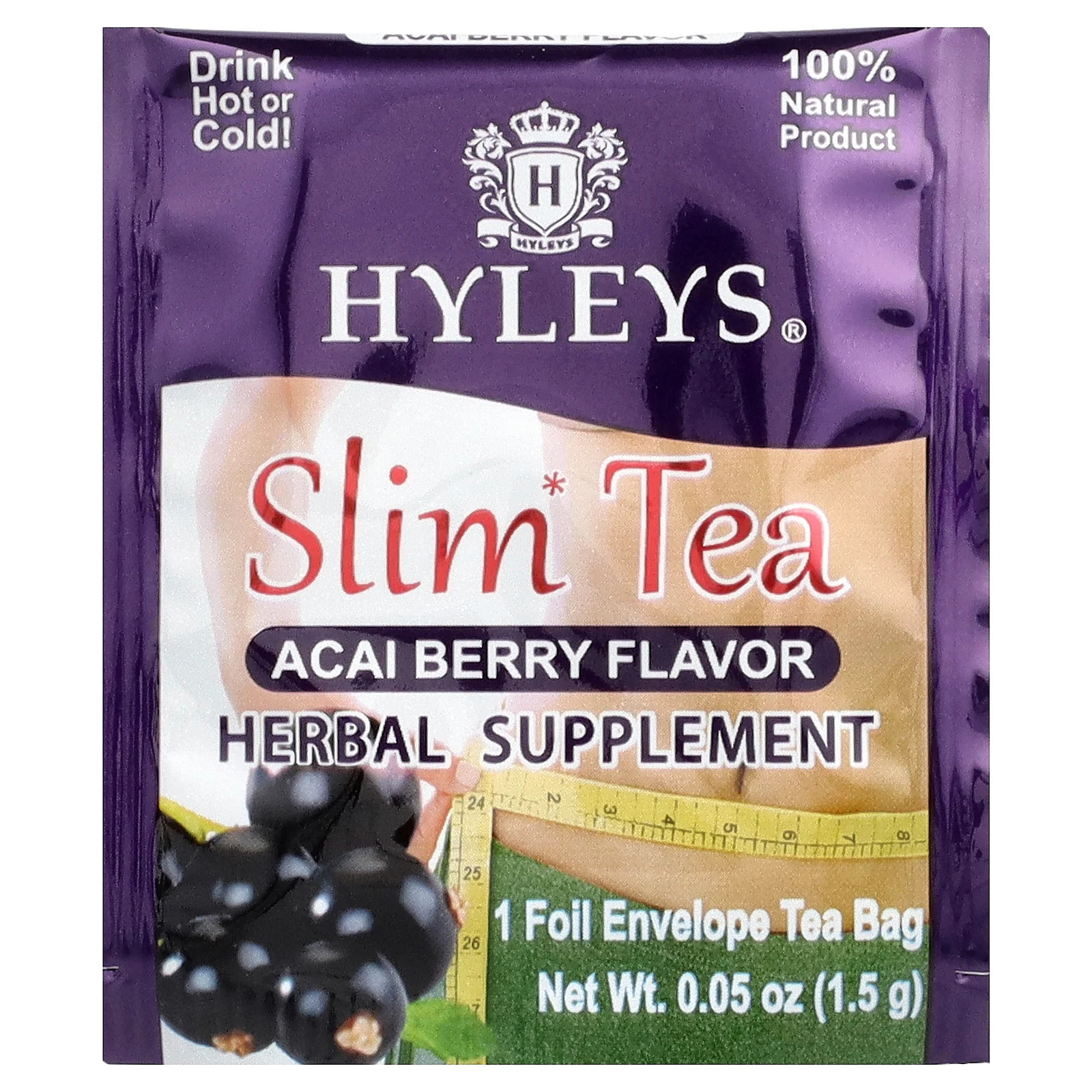 Slim Tea, Acai Berry, 50 Foil Envelope Tea Bags, 2.64 oz (75 g)