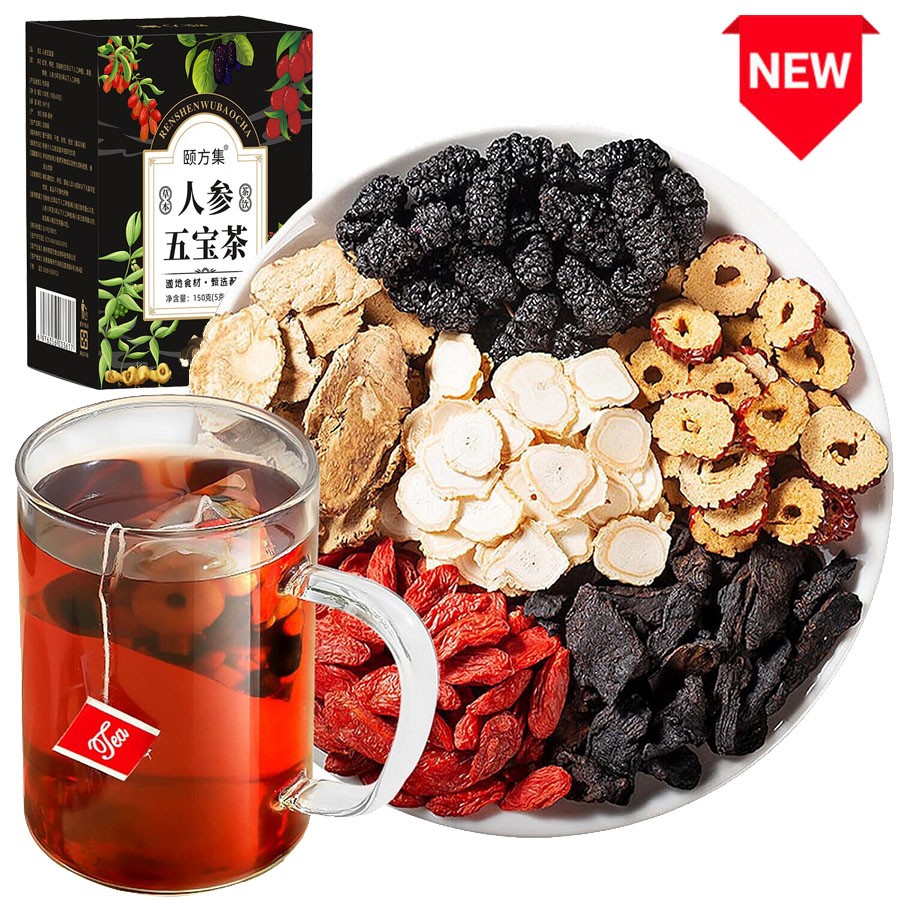 Ginseng Five Treasures Kidney Care Tea – Men’s Herbal Tea 30 Bags USA