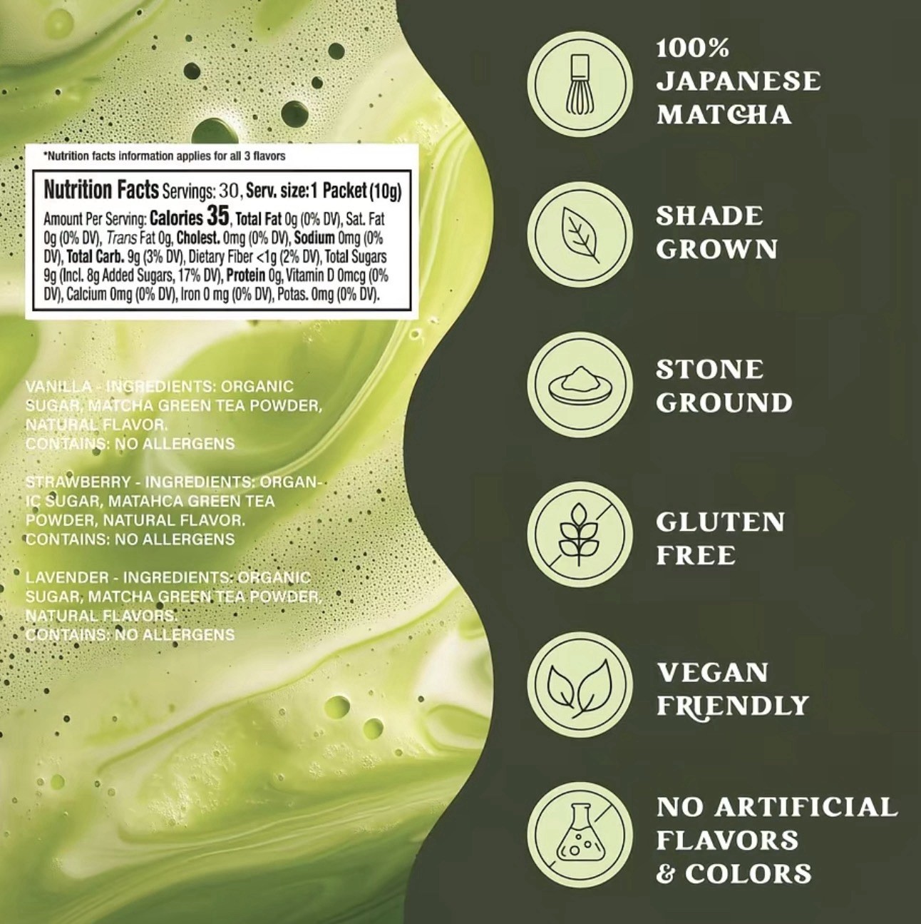 Matcha Variety Pack Lavender Strawberry Vanilla 30 Sticks Organic Japanese