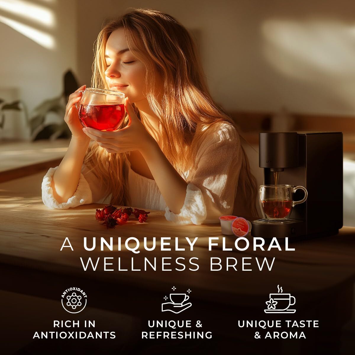 Hibiscus Herbal Tea Pods for Keurig 16 ct- Decaf Tea K Cups for Keurig Rich i…