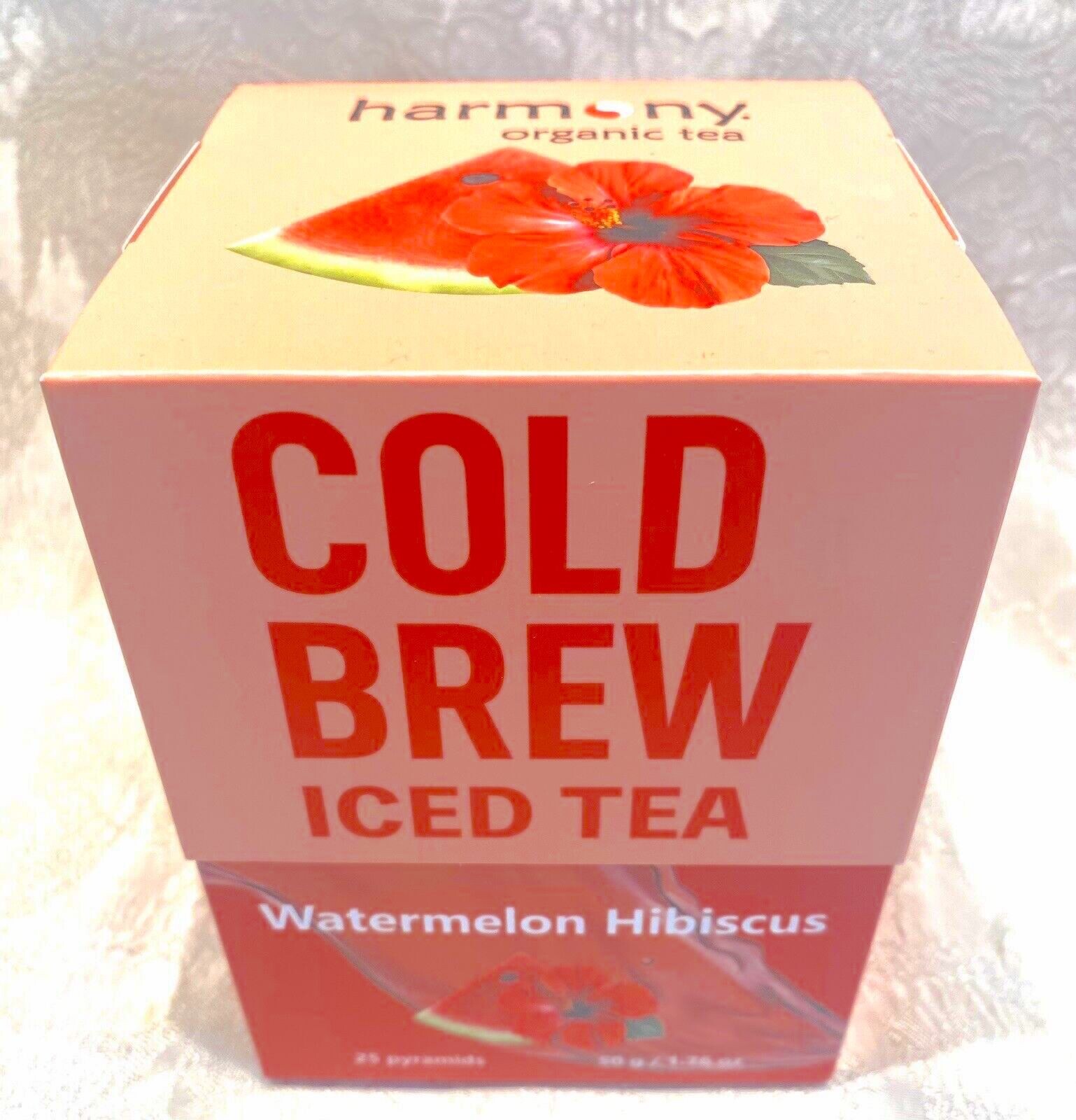 ICED TEA Cold Brew WATERMELON HIBISCUS GREEN w/ Matcha 25 Bags Harmony Organic