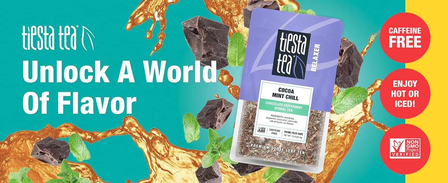 Cocoa Mint Chill Loose Leaf Tea, Chocolate Peppermint Herbal Rooibos Blend,