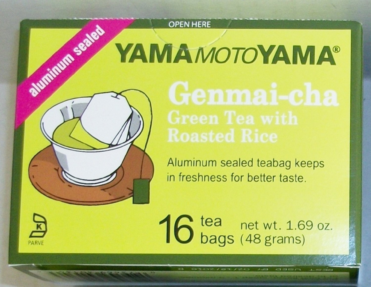 Yamamotoyama Genmai-cha Green Tea with Roasted Rice 16 Count Tea Bags Aluminum S