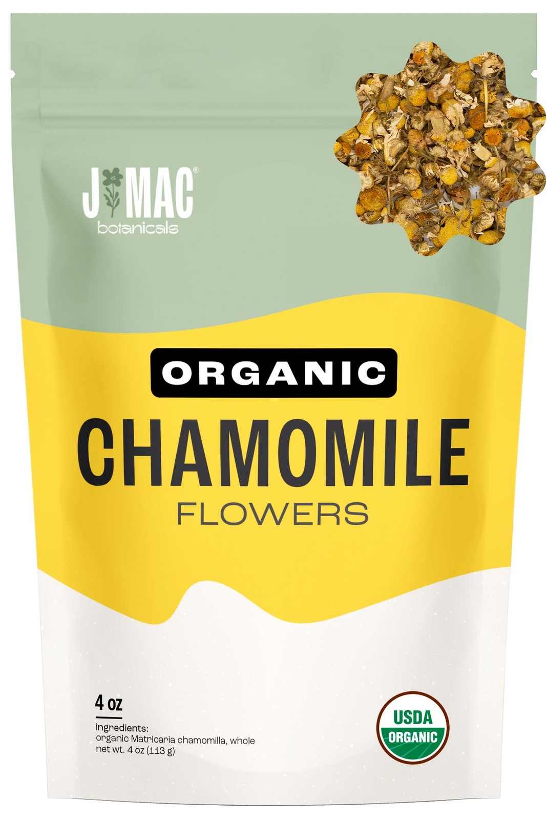 J Mac Botanicals, Organic Chamomile Flowers, Whole Dried Chamomile flower, Lo…