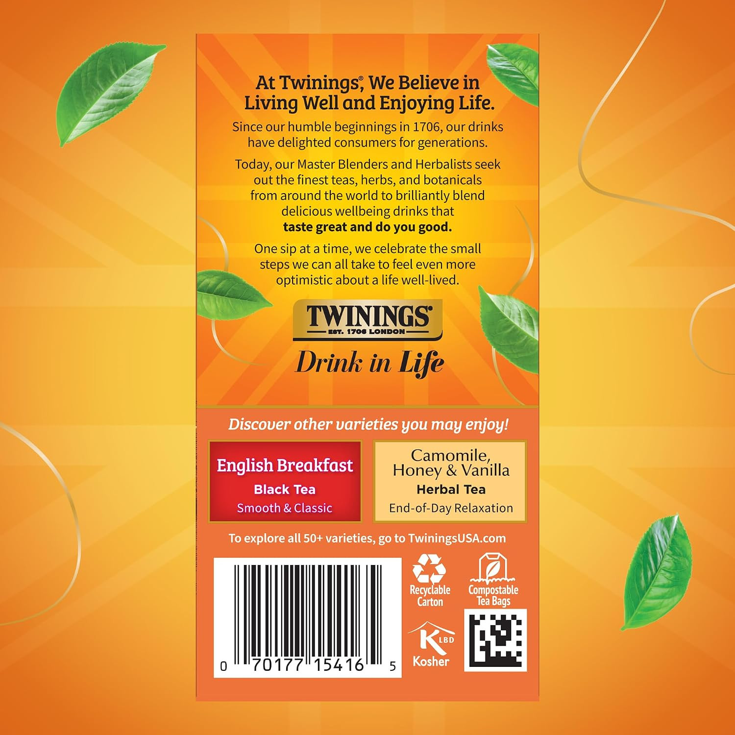 Ceylon Pure Black Tea Individually Wrapped Bags, 20 Count (Pack of 6), Formerly