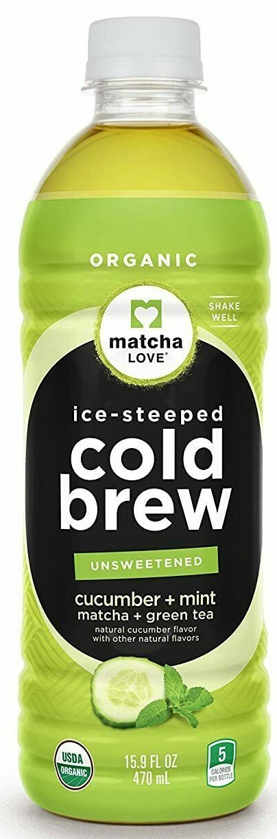 Matcha Love Organic Cold Brew Cucumber+ Mint Matcha Green Tea 15.9oz (Pack of 6)