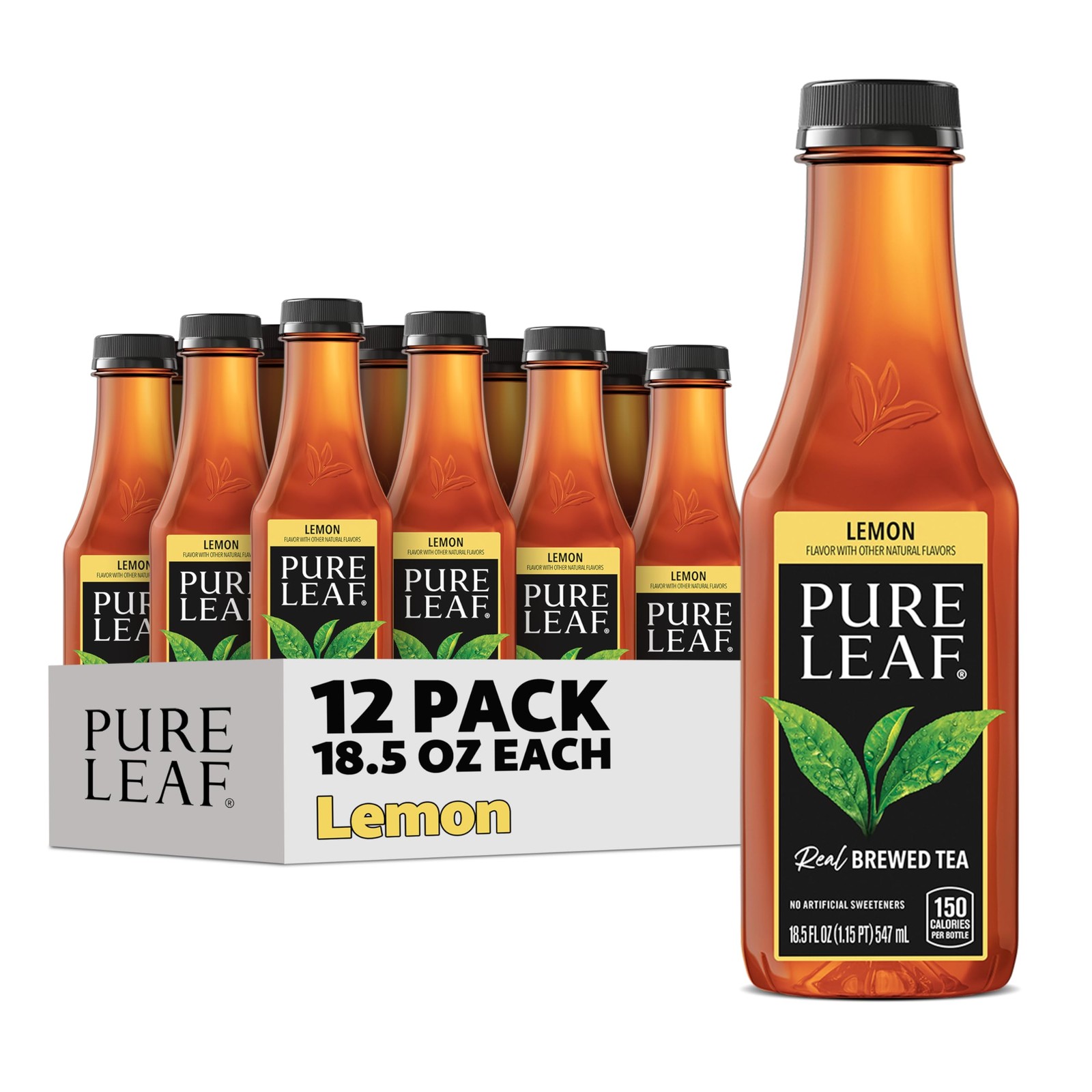 Pure Leaf Iced Tea Sweetened Lemon Real Brewed Tea 18.5 Fl Oz Bottles Pack of 12