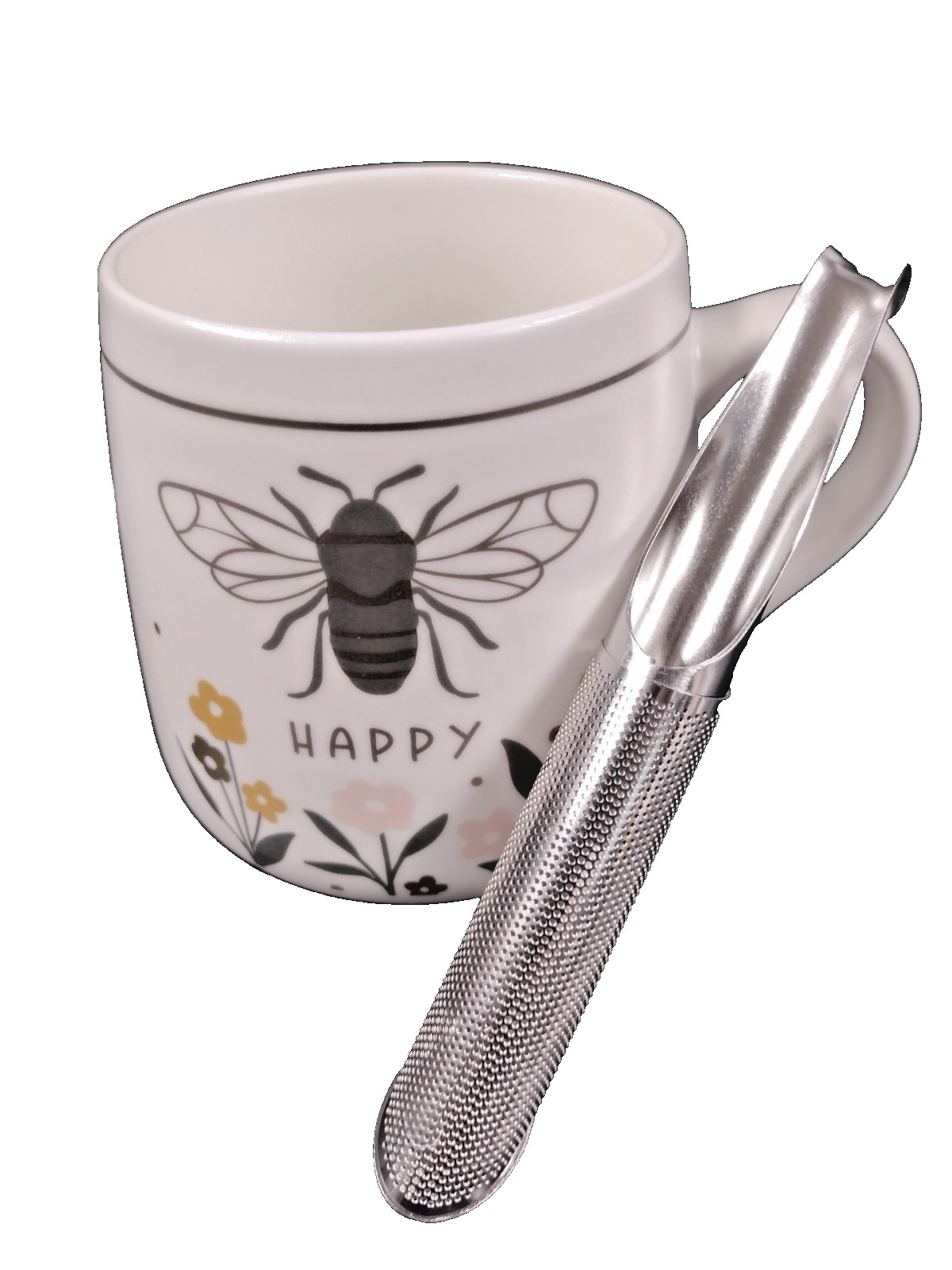 Karma HAPPY 16oz Flora Mug + Loose Tea Stainless Steel Steeper