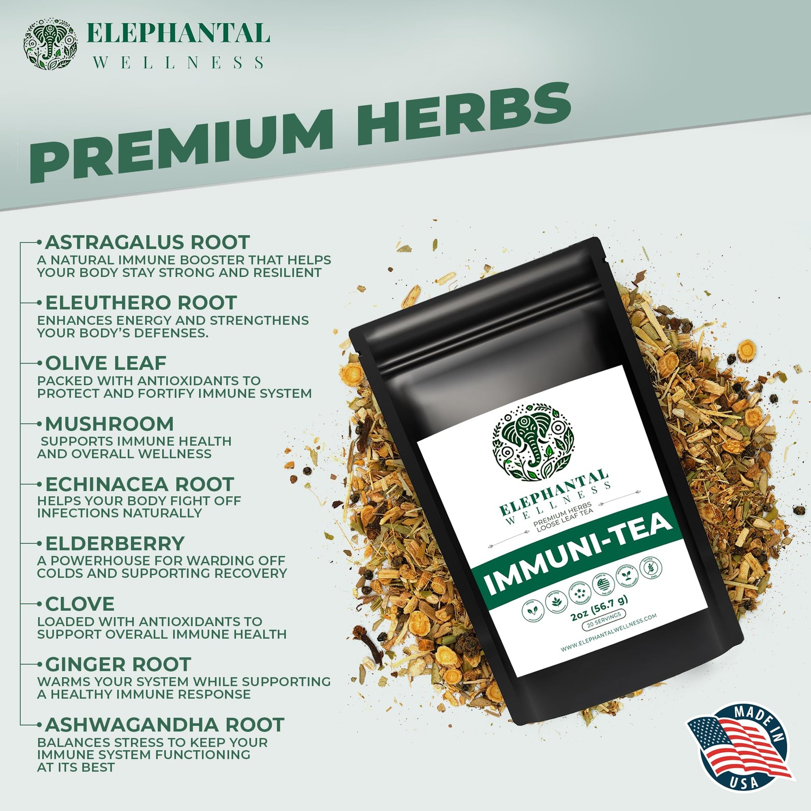 Elephantal Wellness Premium Immuni-Tea | Immune System Respiratory Support w…