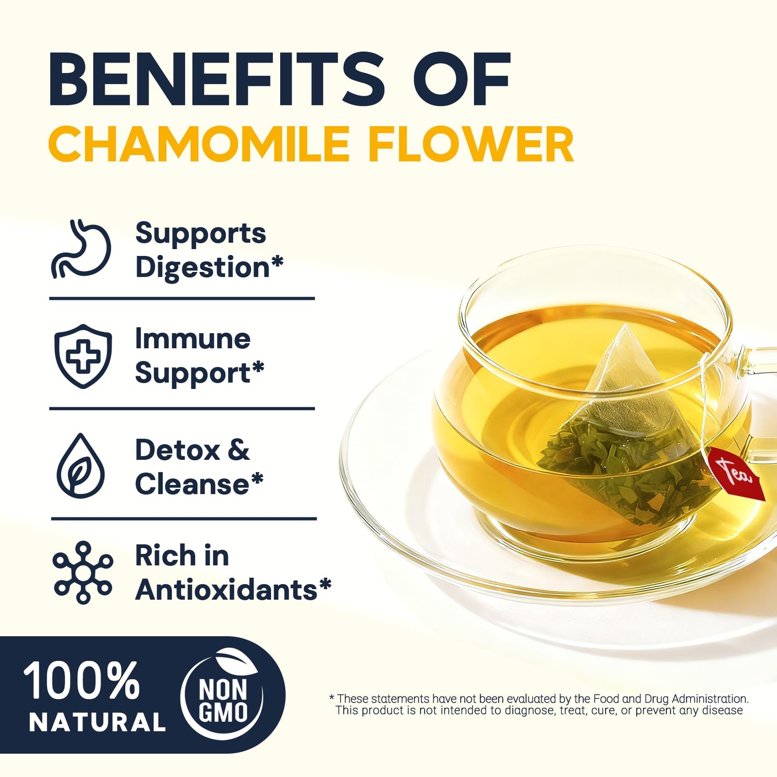 Chamomile Tea Bags, Chamomile Flower Herbal Tea SugarFree, CaffeineFree, 50 …