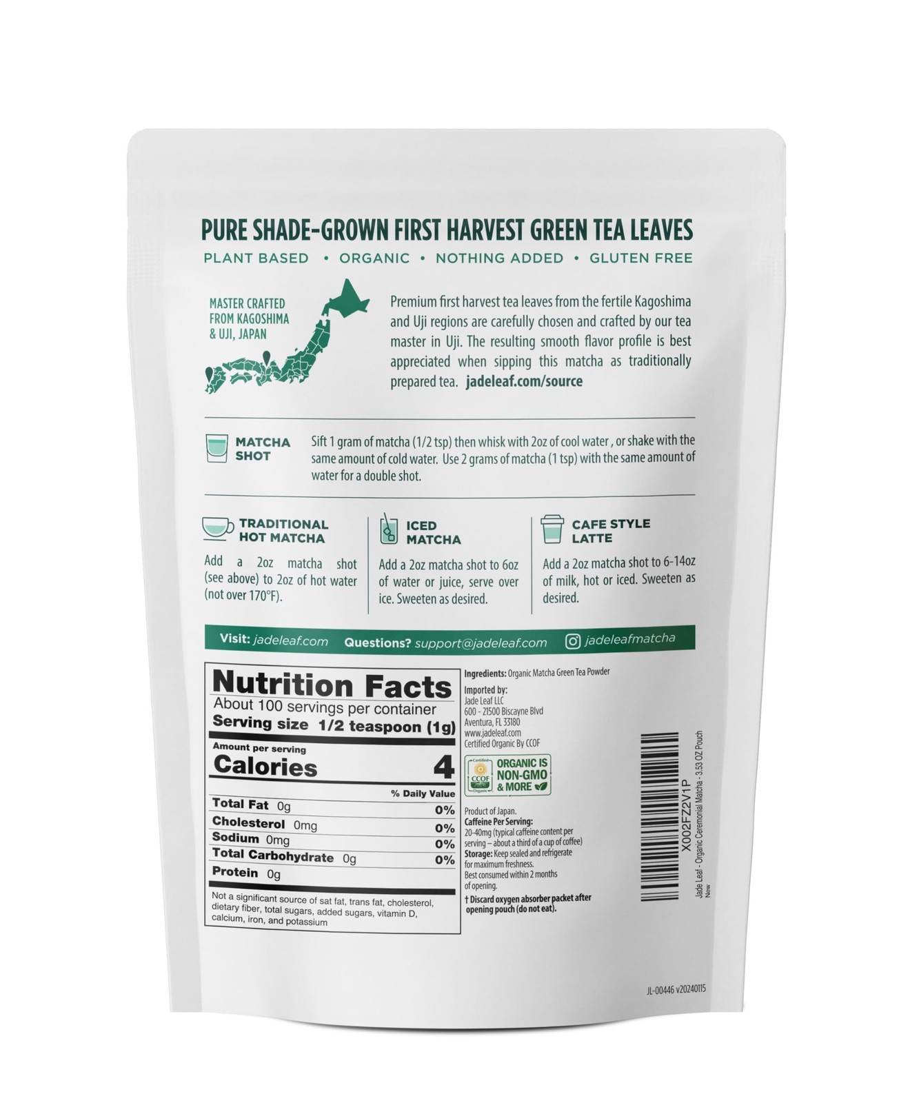 Jade Leaf Matcha Organic Premium Ceremonial Grade Matcha Green Tea Powder – J…