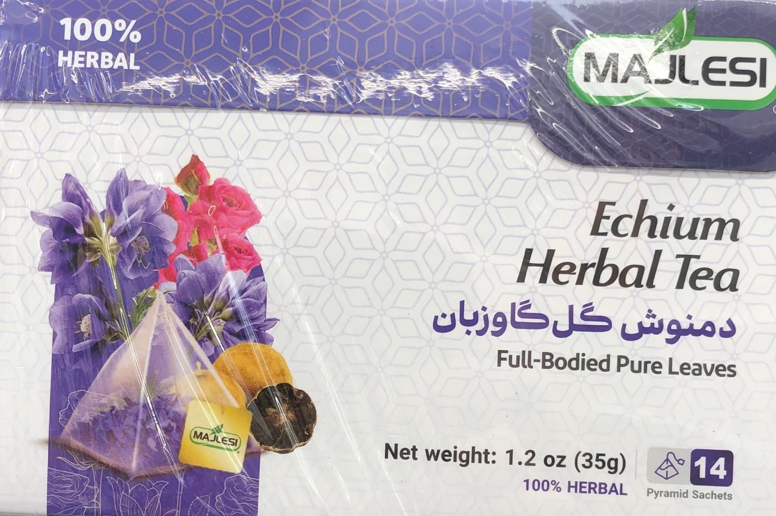 Majlesi Echium Herbal Tea 14-Count Full Body Pure Leaves 1.2 oz. (35 g)