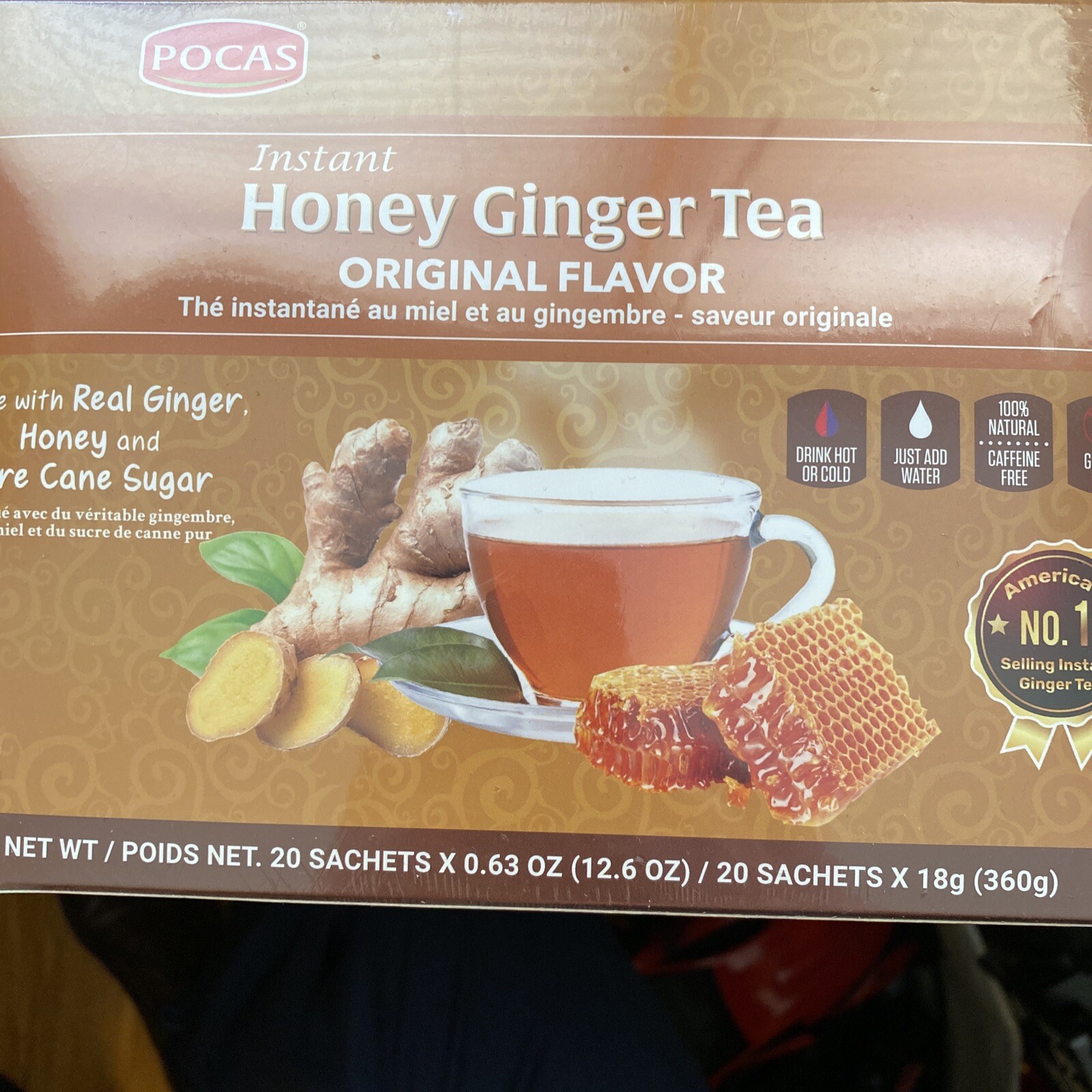 Pocas Honey Ginger Tea, Original, 12.7 Ounce, 20 Bags