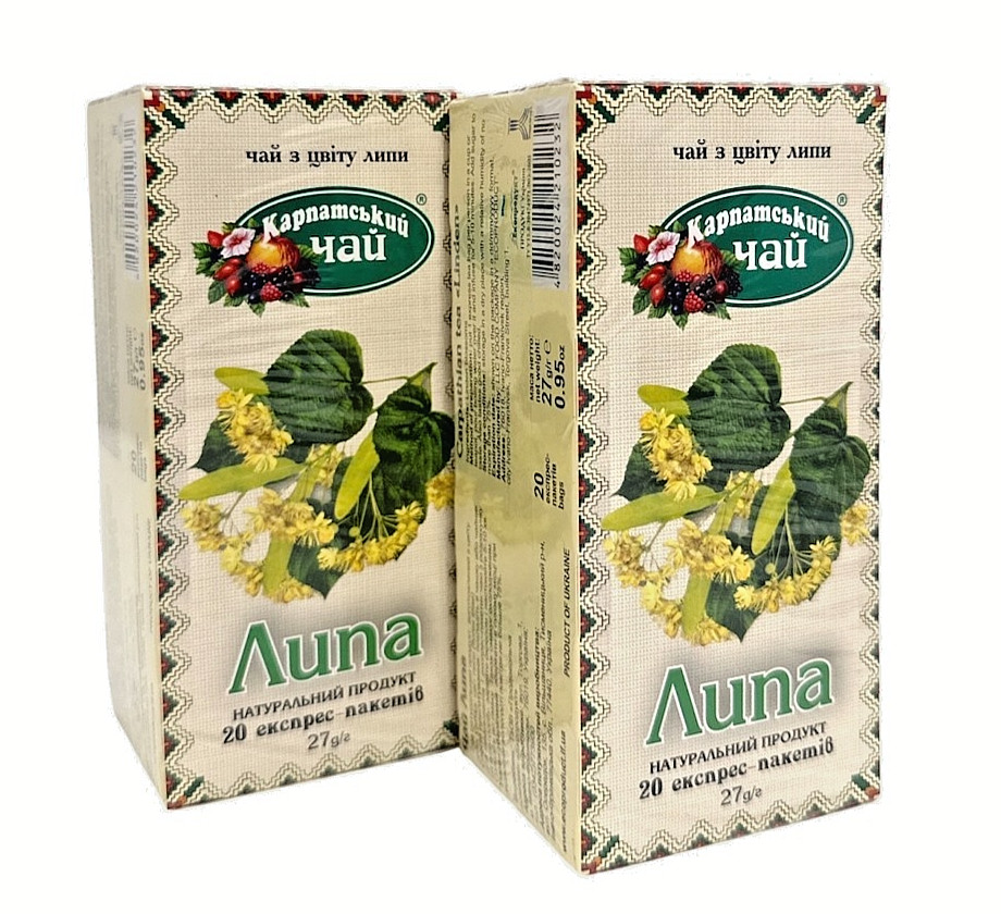 Carpathian Linden Tea 100% Natural – 20 Bags, 27g – Pack of 2 – Ukraine