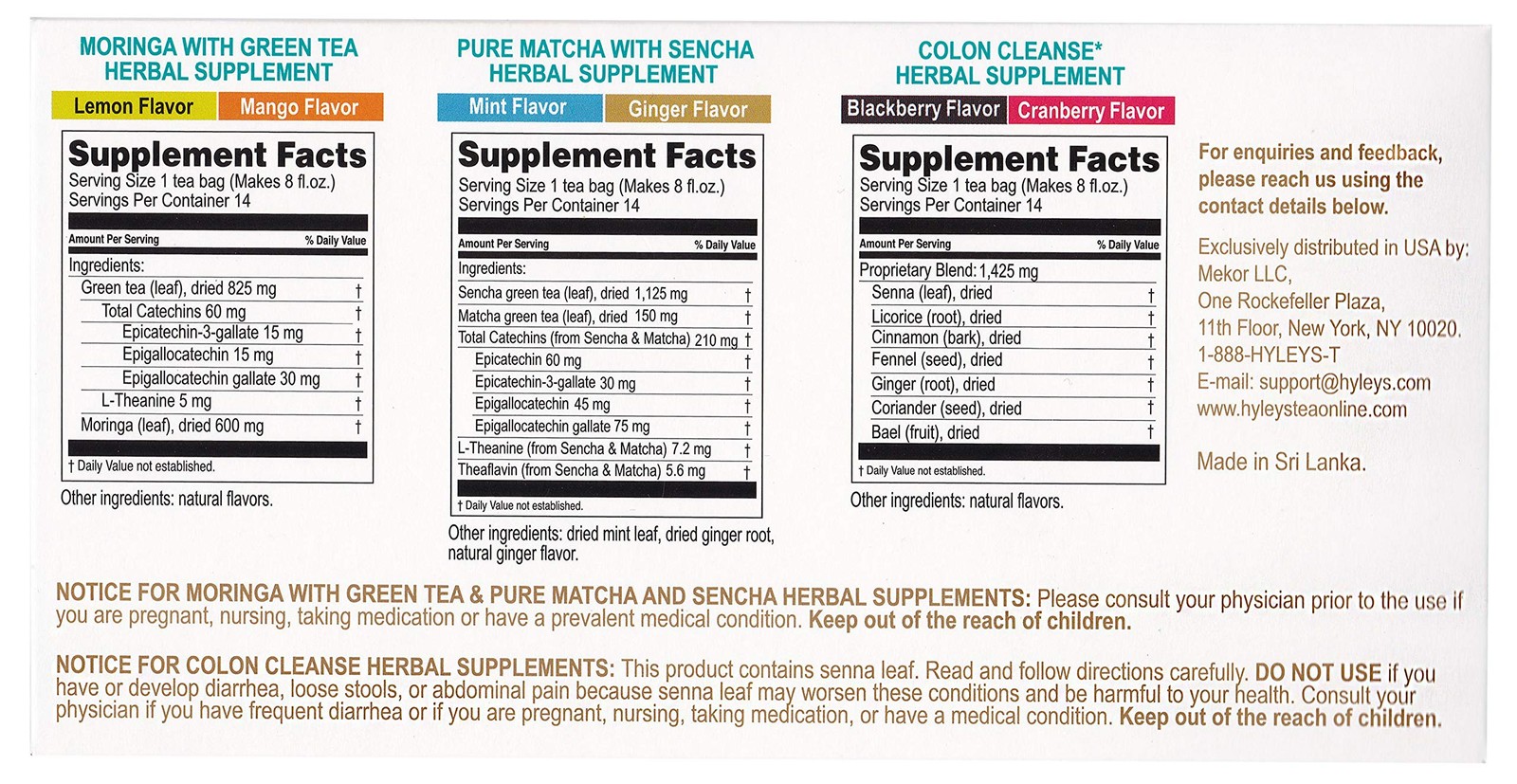 Detox Tea 14 Day Kit 42 Bags – Moringa Matcha Senna for Colon Cleanse