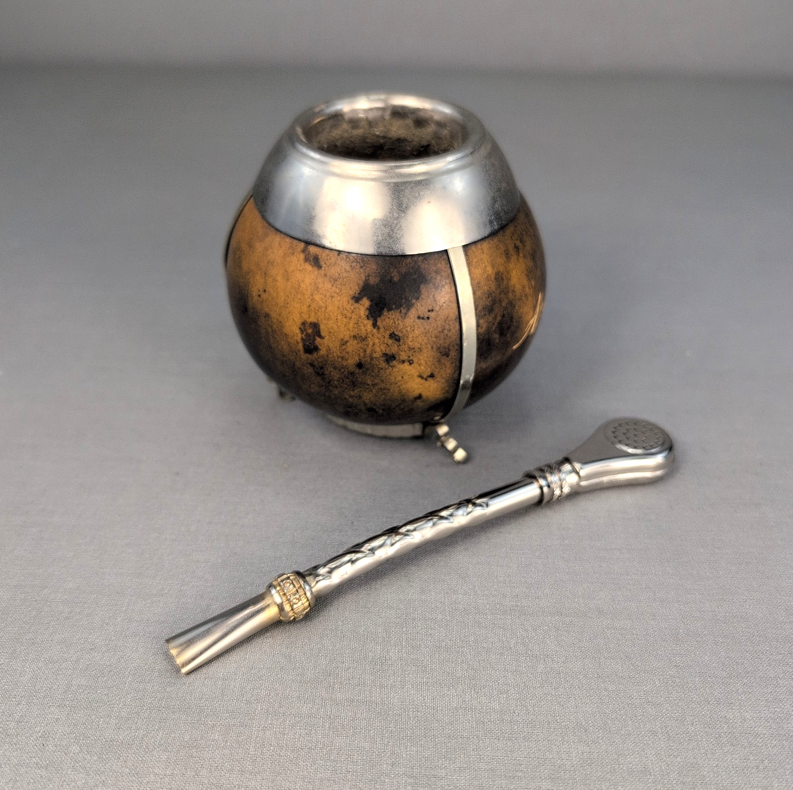 Argentina Yerba Mate Gourd Cup Set w Bombilla