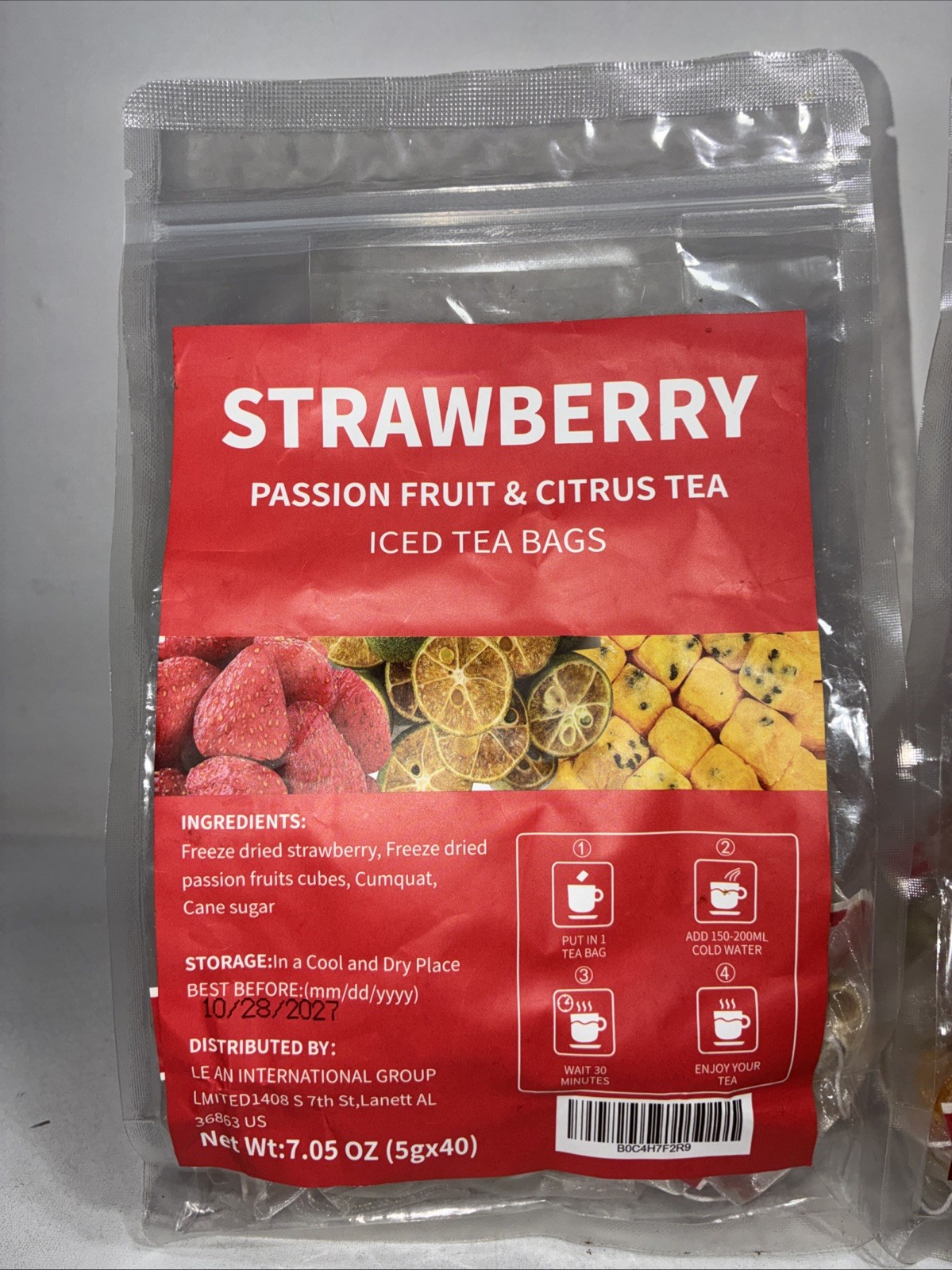 2 Sealed Bags Strawberry Passion Ice Fruit + Citrus Tea Bags