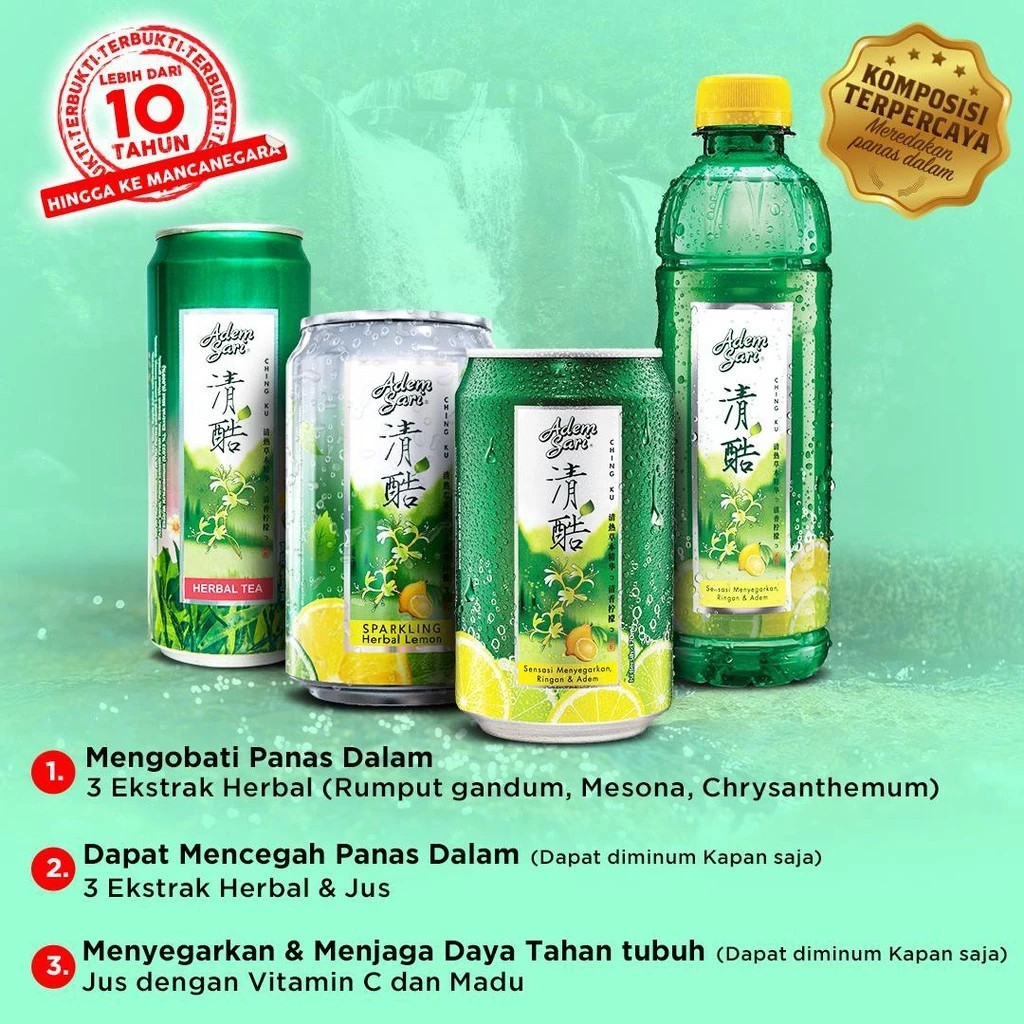 1 Pack Adem Sari Herbal Cooling Drink 7g x5 Sachets Soothes Sore Throat & Ulcers