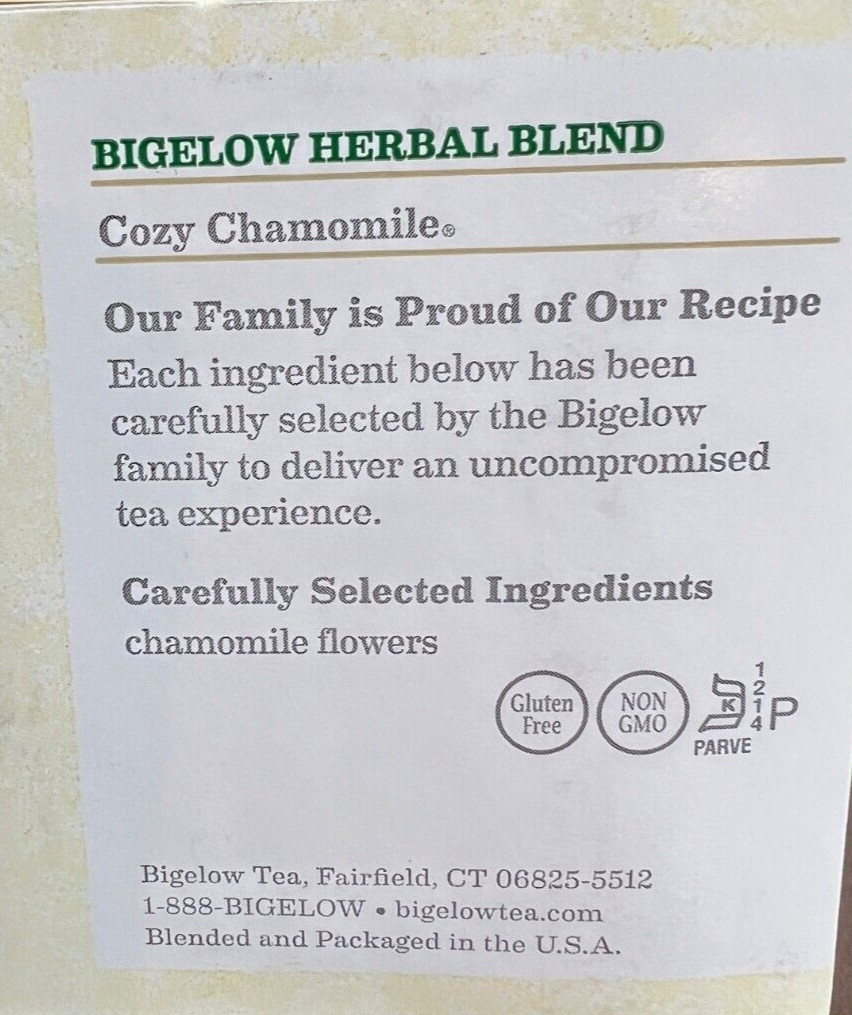 2 Boxes Bigelow Cozy Chamomile Flavor Herbal Tea 40 Pouches Exp Read Description