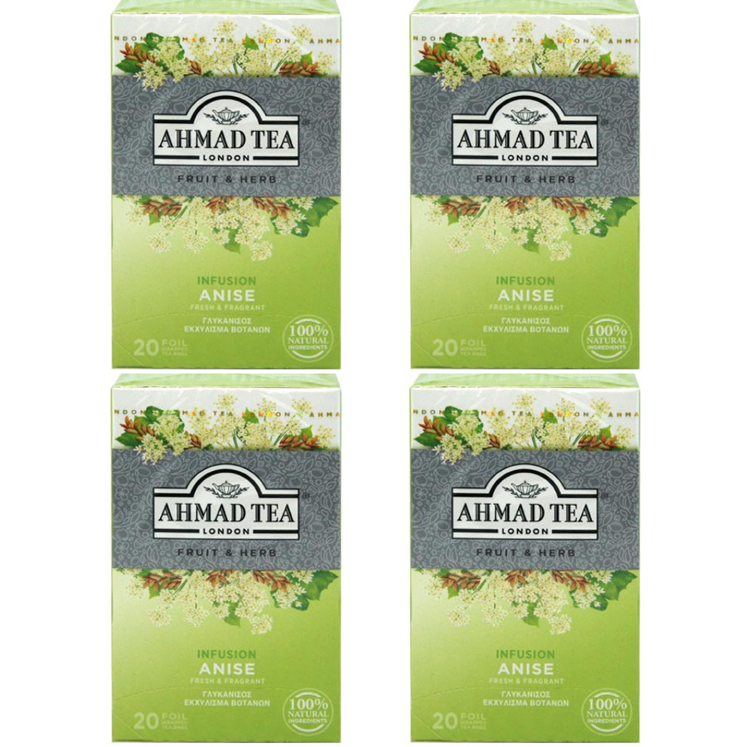 Ahmad Tea Anise Herbal Tea 20 Bags Smooth & Aromatic Caffeine-Free (Pack Of 4)