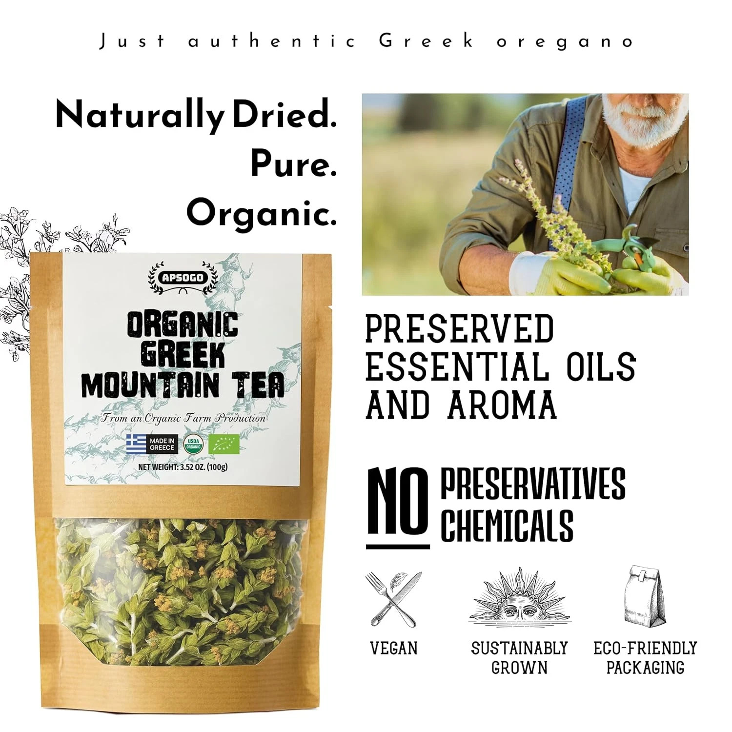 Organic Greek Mountain Tea – Premium Quality & Excellent Taste – 1.76Oz Loose Le