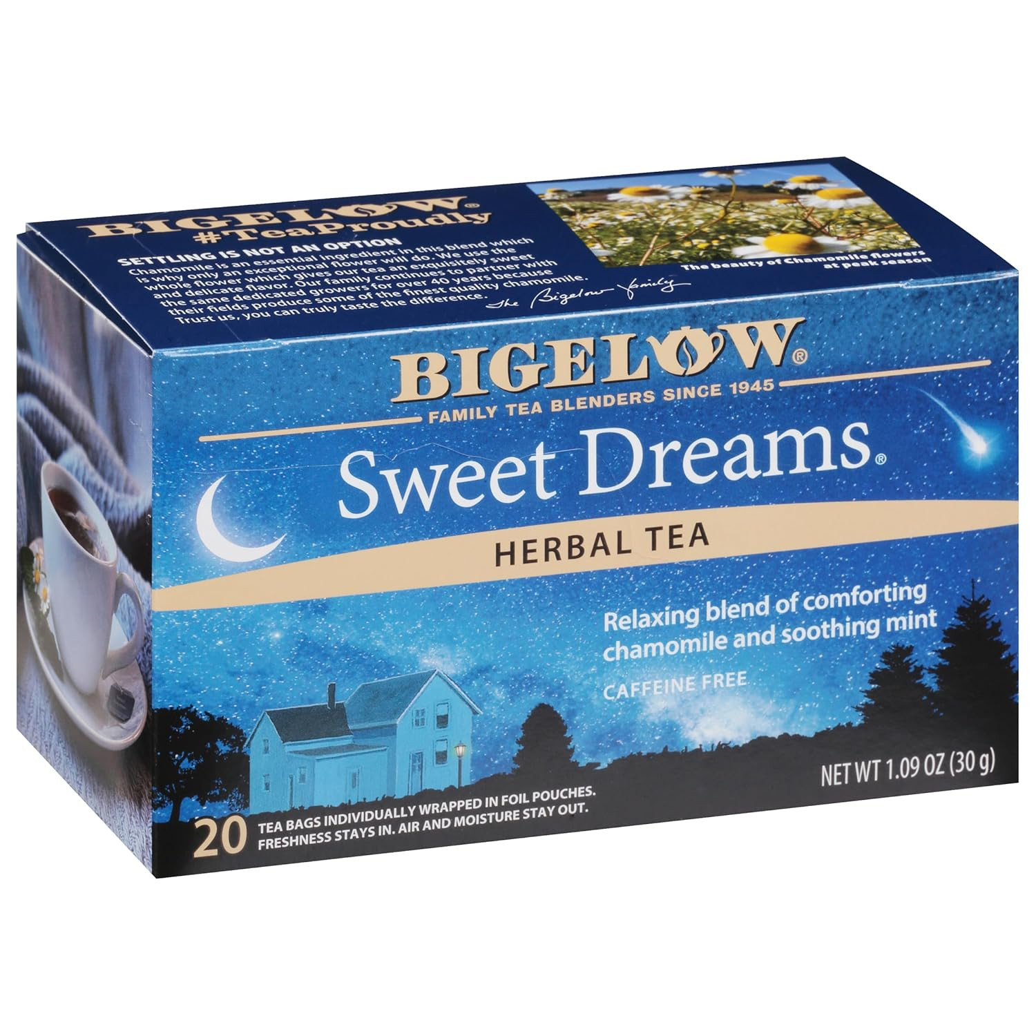 Sweet Dreams Herbal Tea, Caffeine Free Tea with Chamomile and Mint Herbs, 20 …